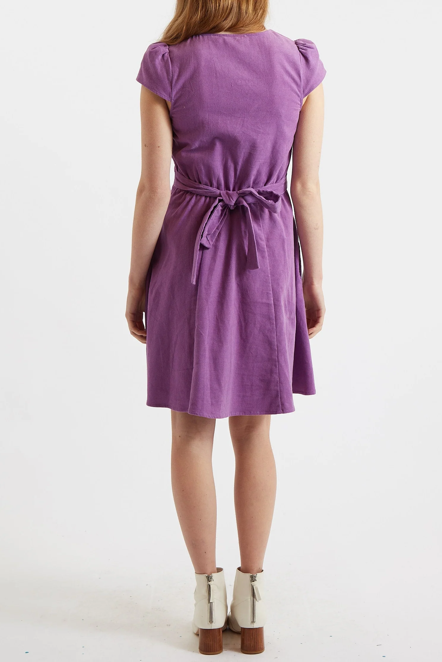 Cathleen Lilac Mini Baby Cord Tea Dress - Image 2