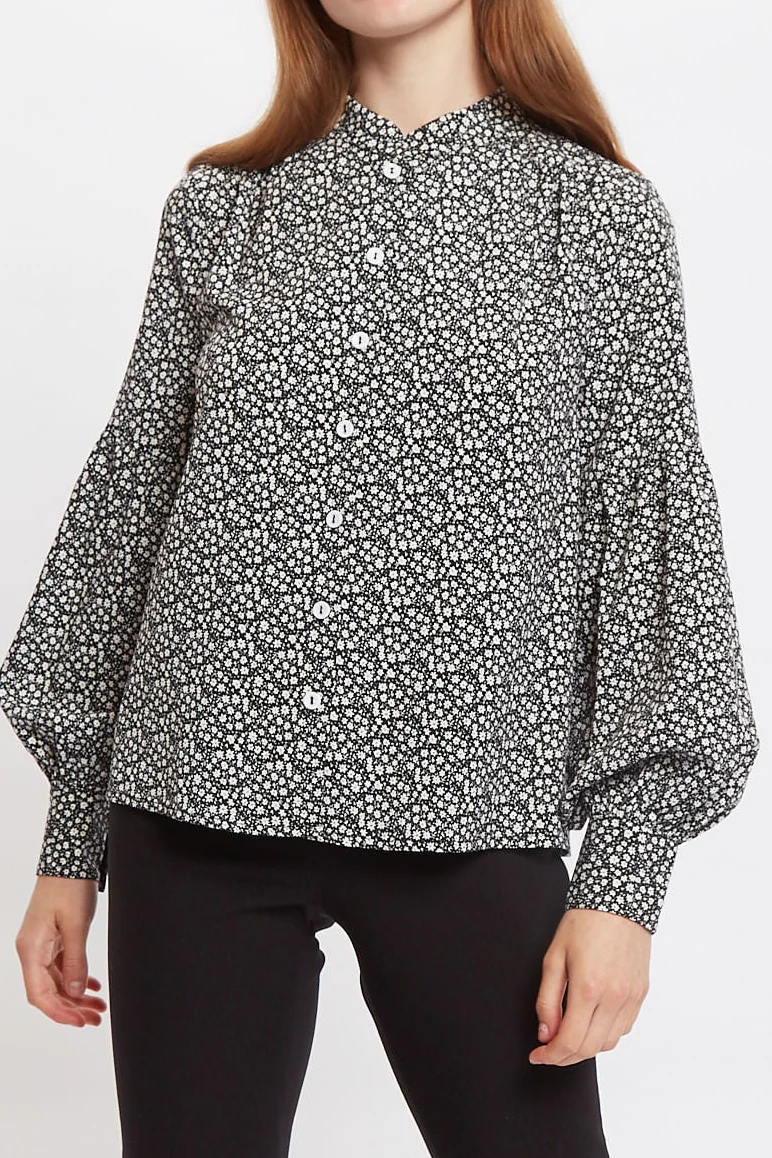 Clancy Candy Bud Black & White Long Sleeve Blouse - Image 3