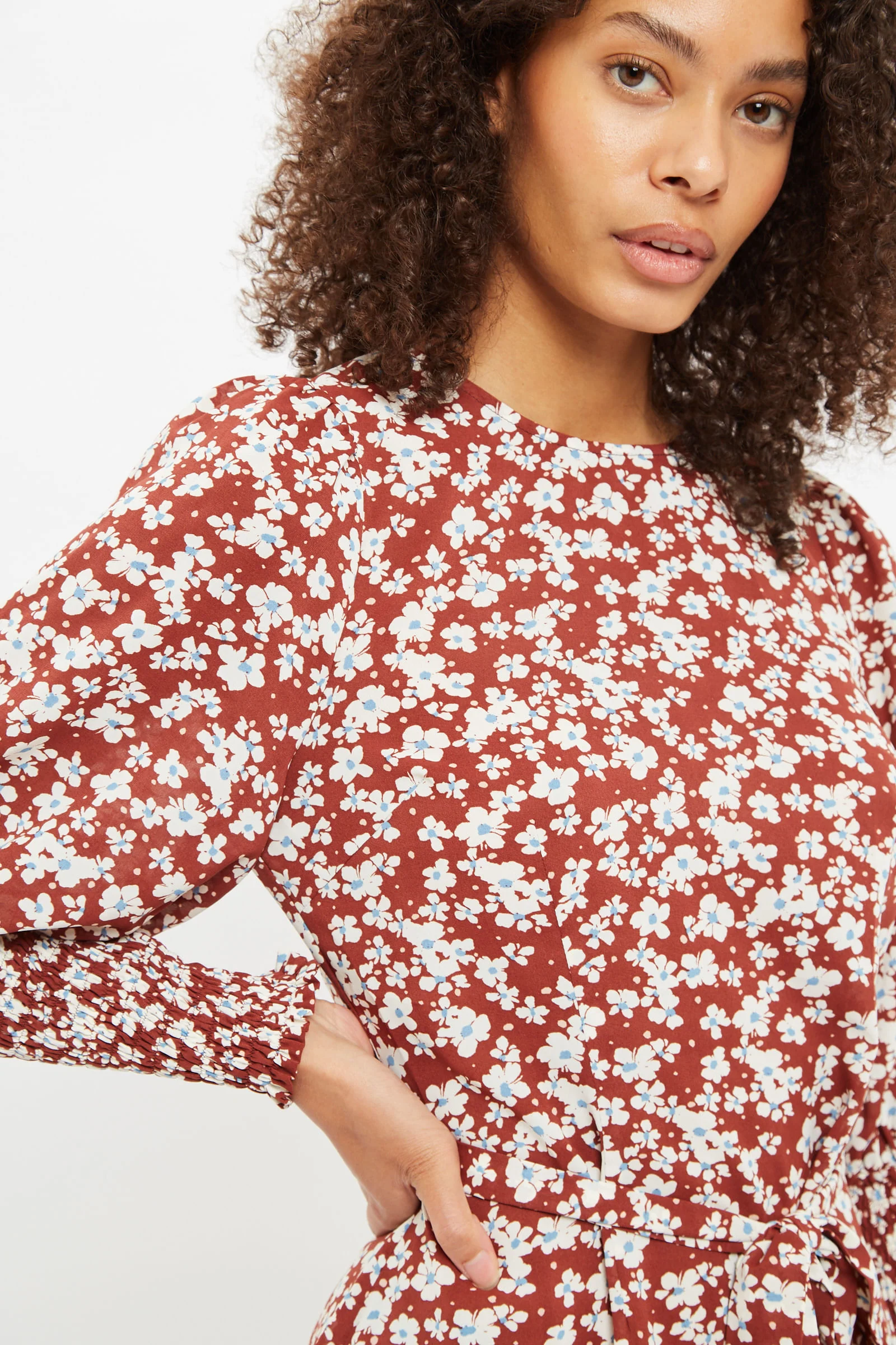 Daphne Pretty Woman Print Statement Sleeve Mini Dress - Image 3