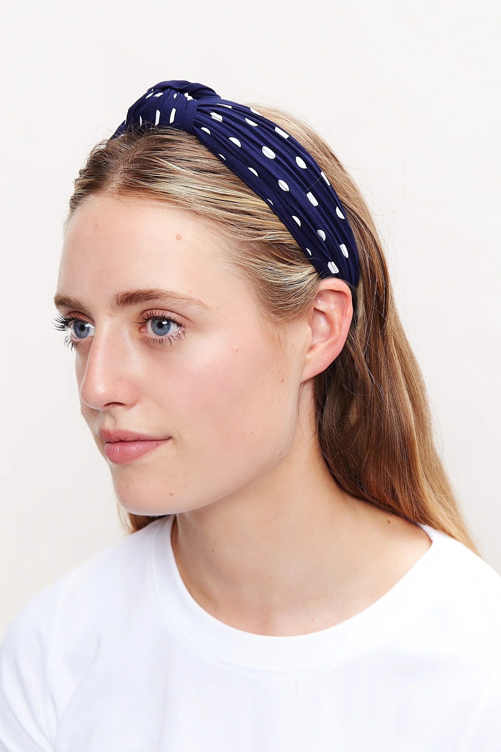 Louche Dotty Printed Headband - Navy / White - Image 3