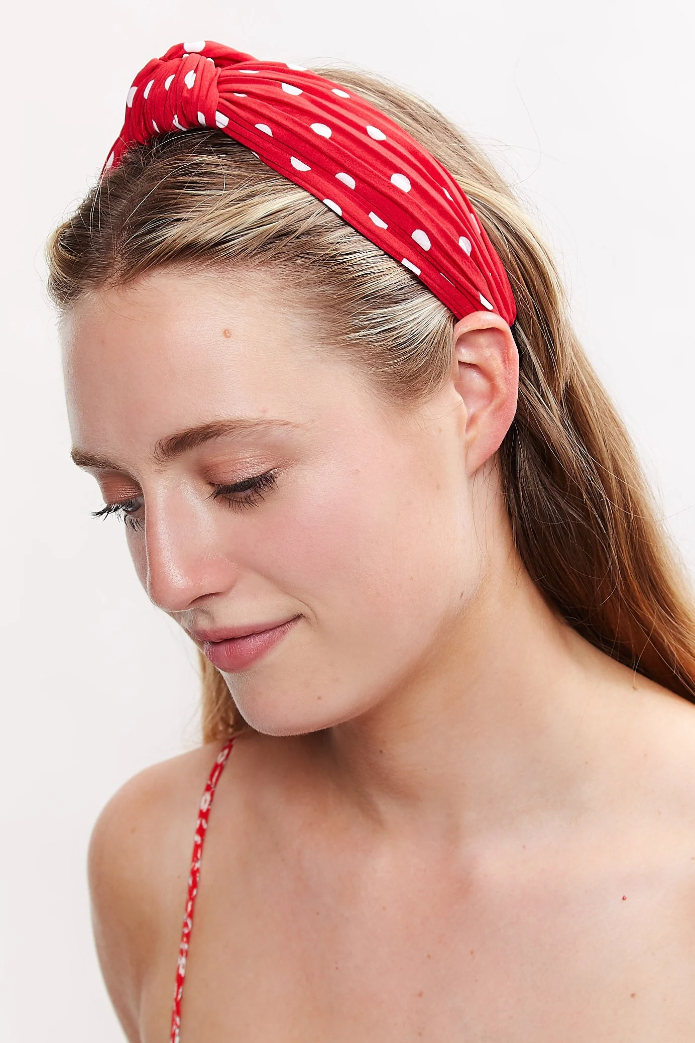 Louche Dotty Printed Headband - Red / White - Image 2