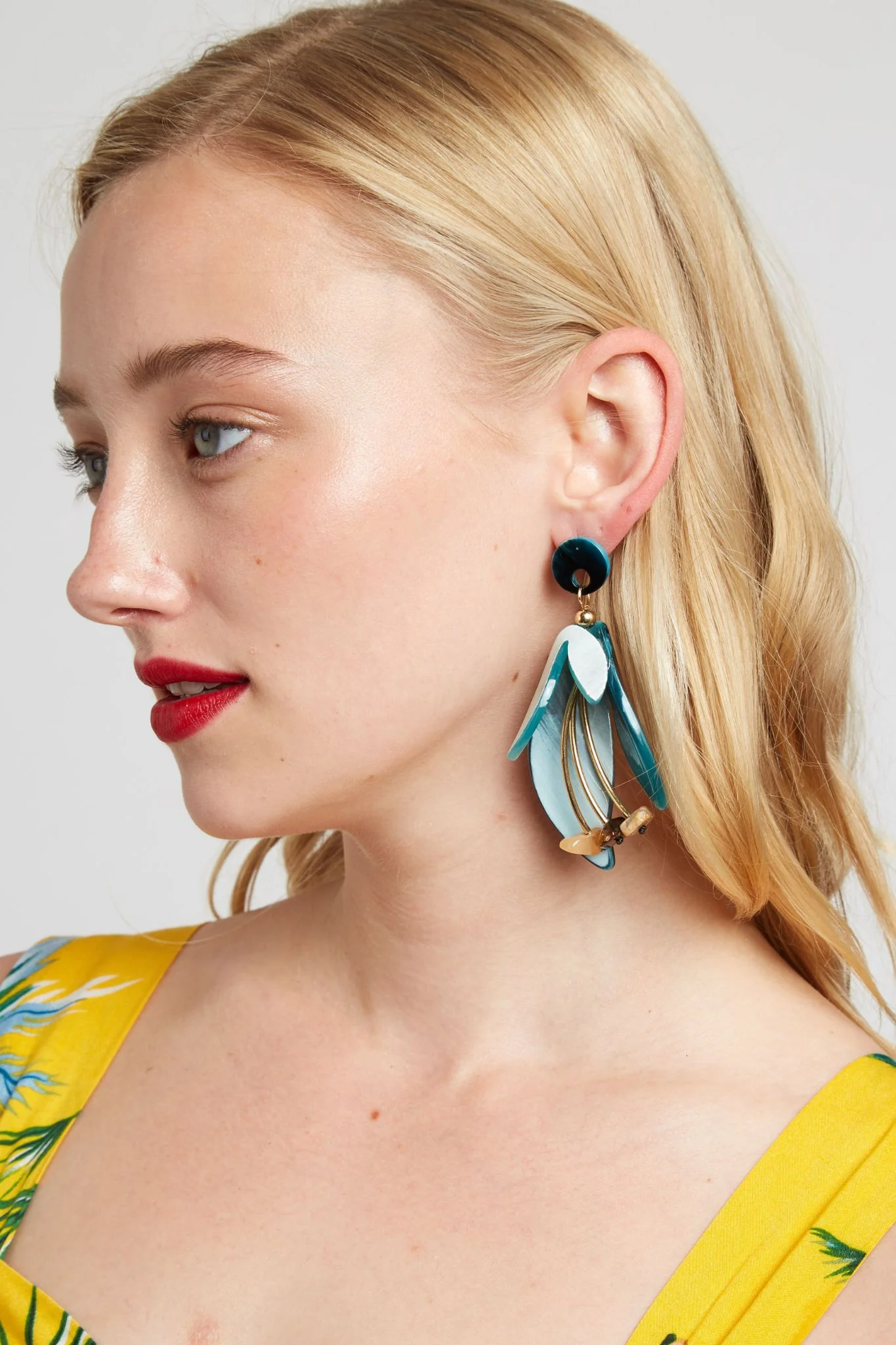 Elishia Sculptural Flower Drop Earrings - Image 4