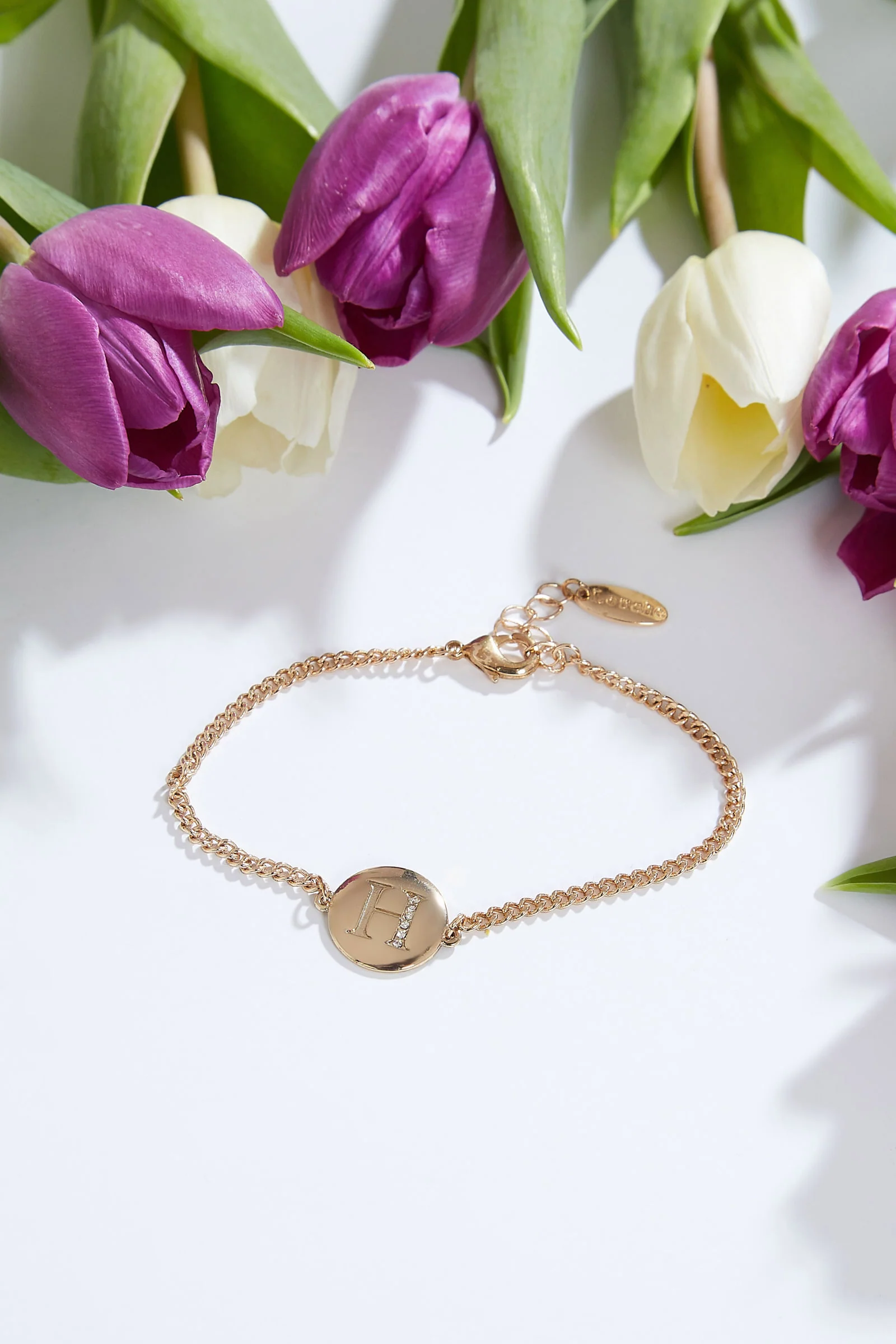 Louche Emily Personal Letter Disc Bracelet Gold - Image 3