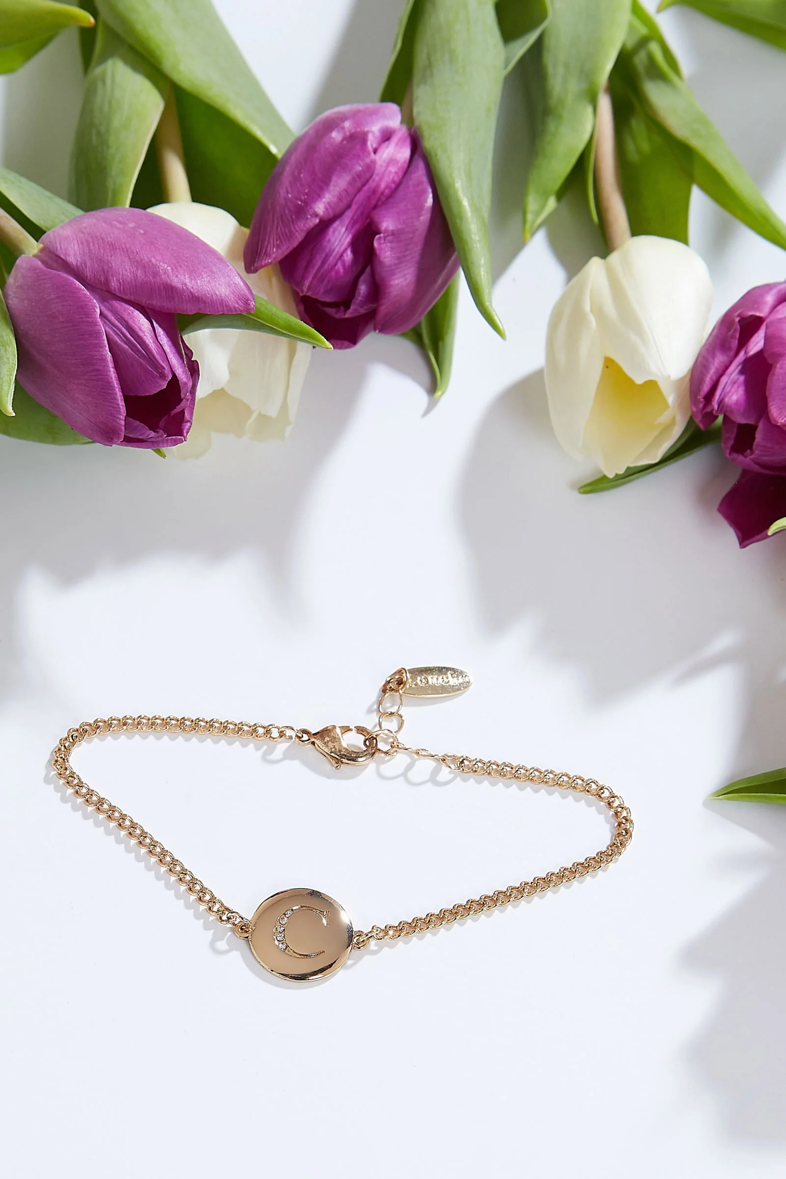 Louche Emily Personal Letter Disc Bracelet Gold - Image 6