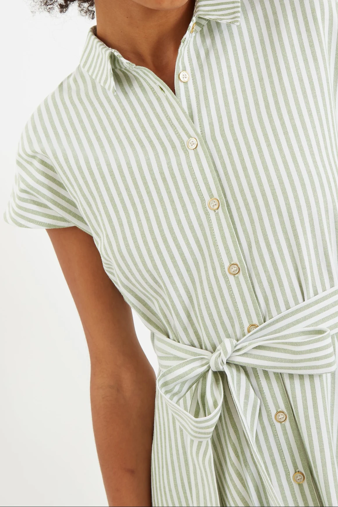 Fleur Sail Stripe Midi Shirt Dress Green - Image 3