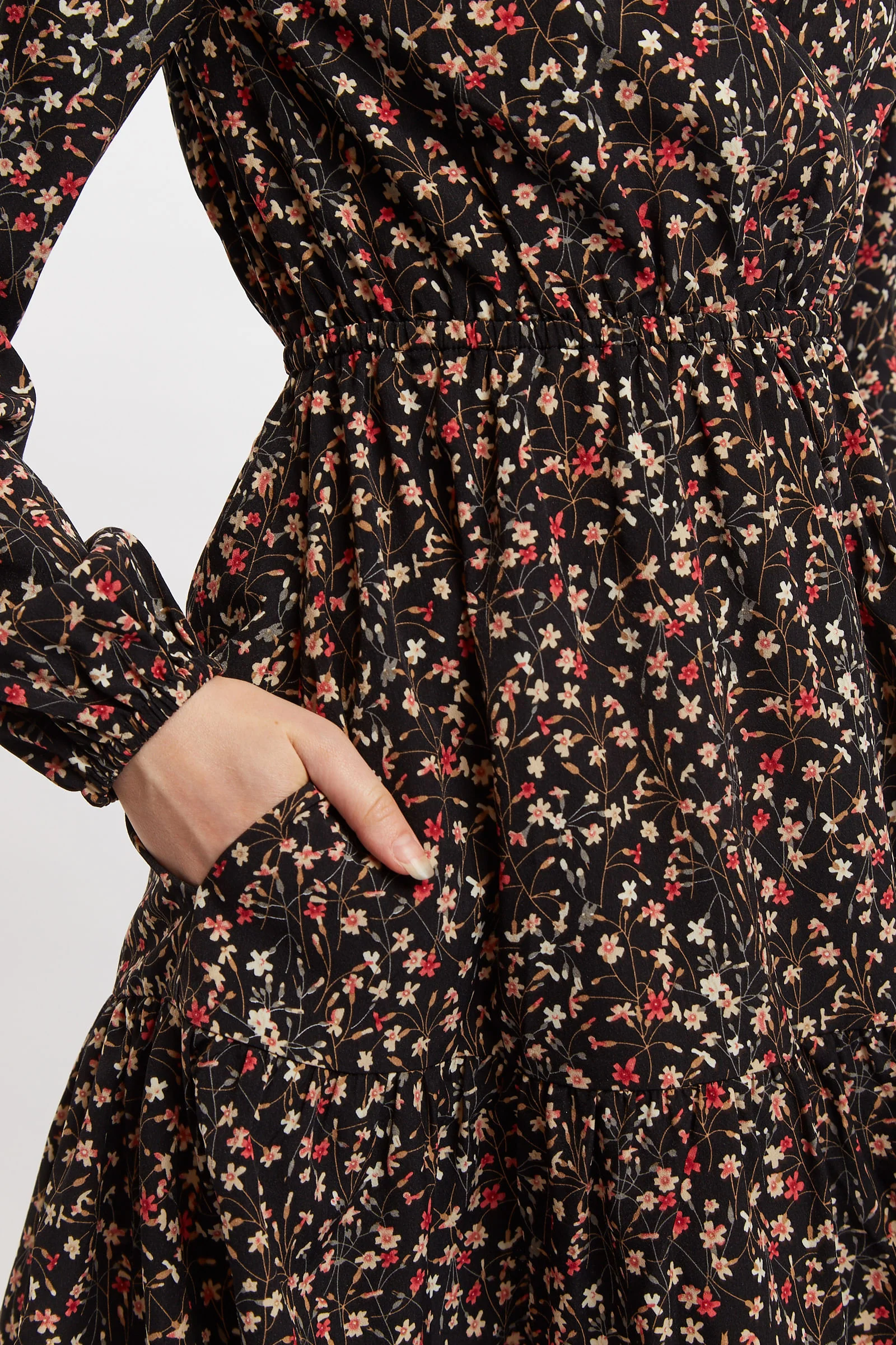 Louche Giovanna Wax Flower Print Long Sleeved Tie Mini Dress - Image 4