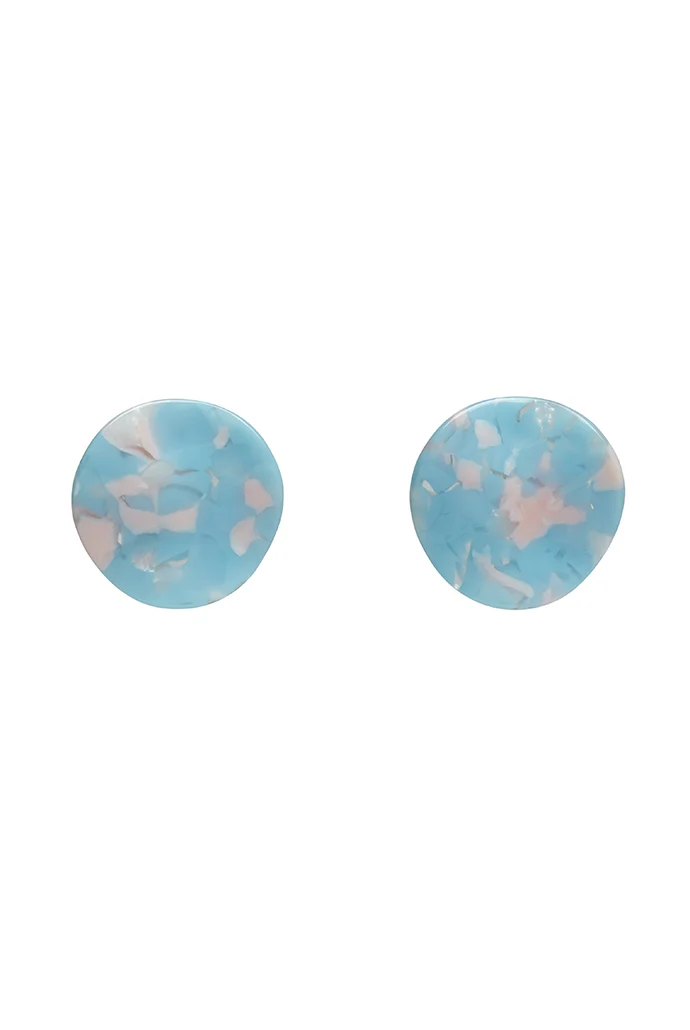 Gwen Tortoise Shell Circle Stud Earrings Blue