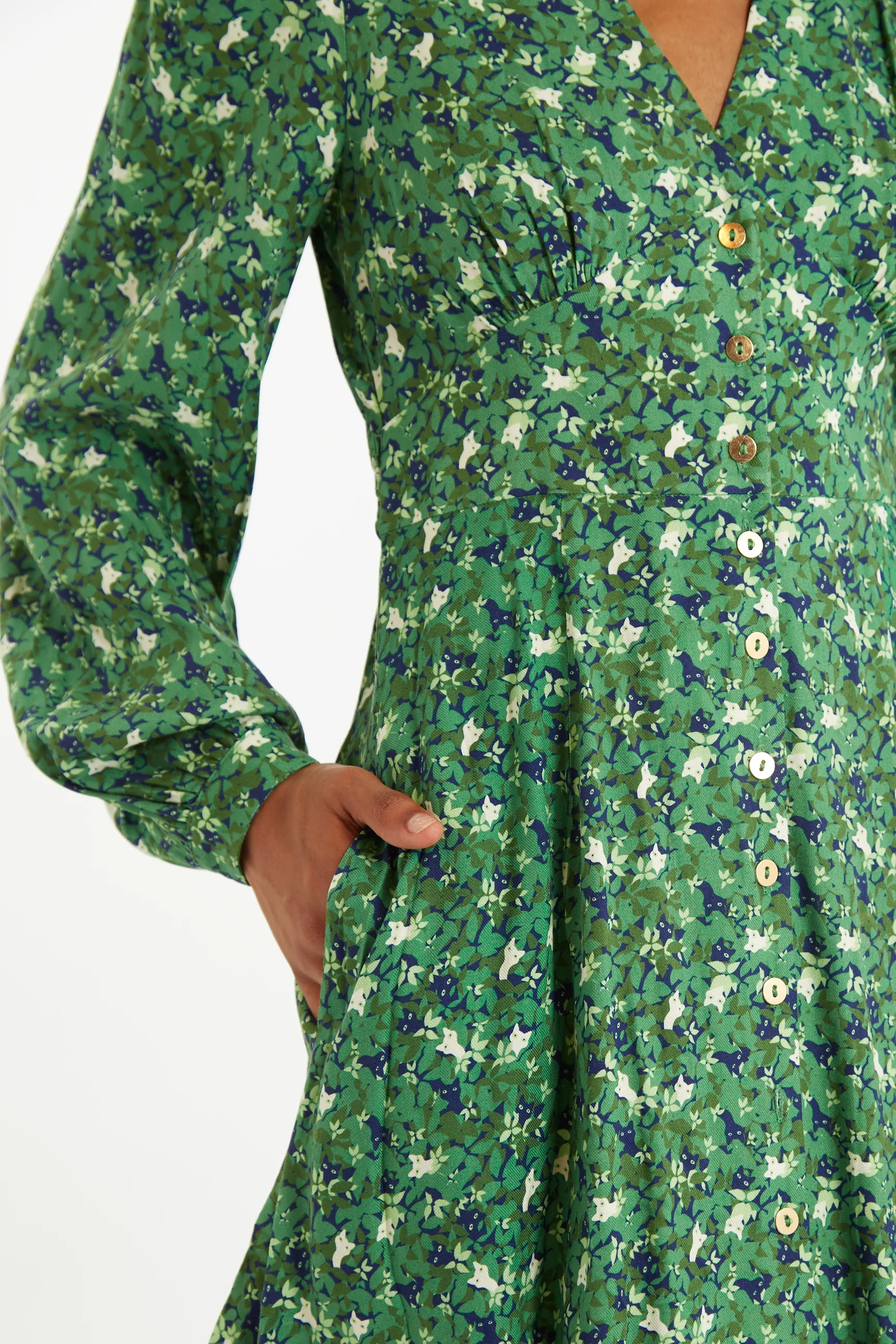 Louche Hedi Cat Camo Long Sleeved Mini Dress - Image 4