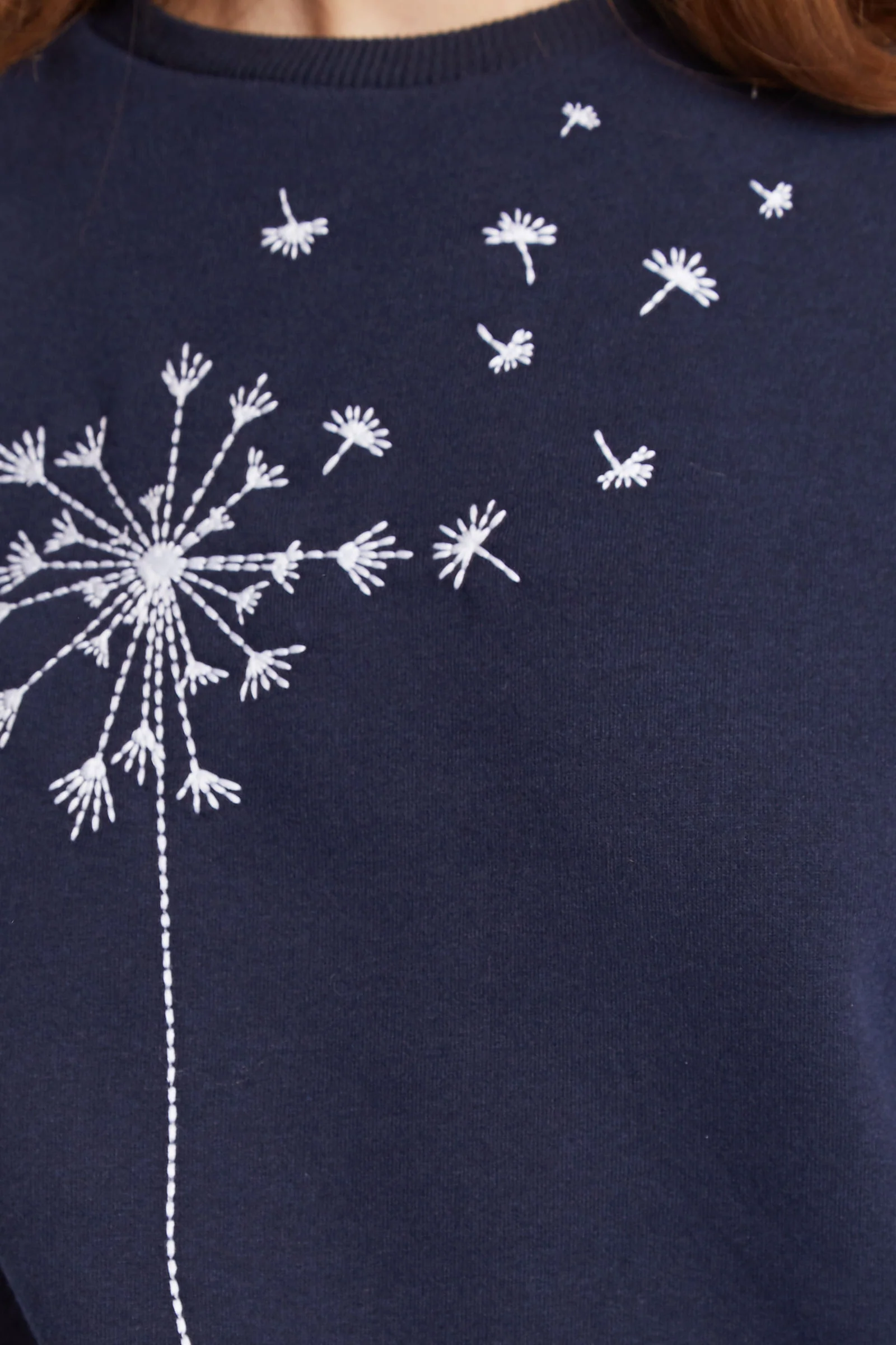 Louche Jan Dandelion Embroidered Sweatshirt - Navy - Image 3