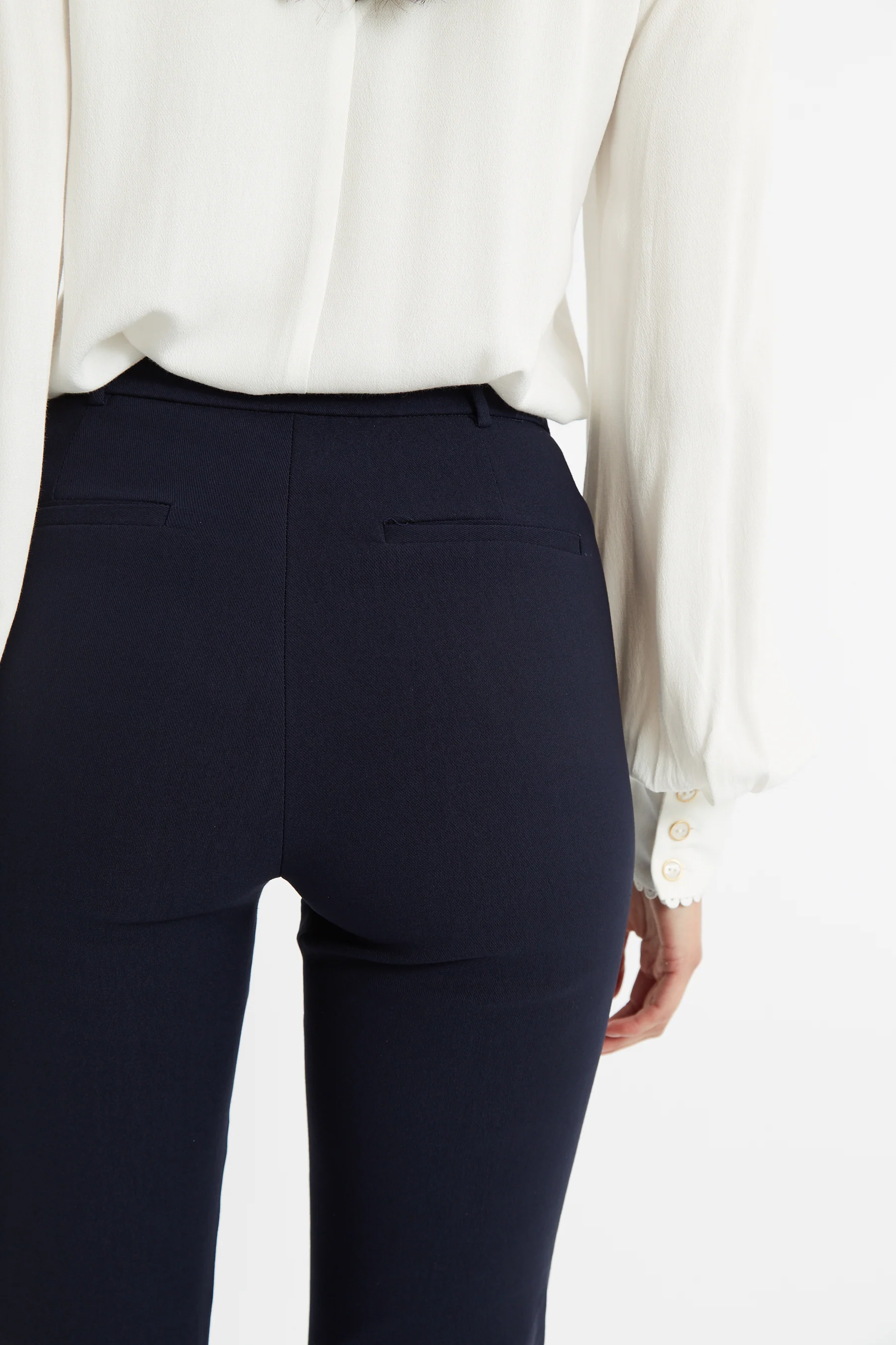 Louche Jaylo Slim Fit Cropped Trouser - Navy - Image 5