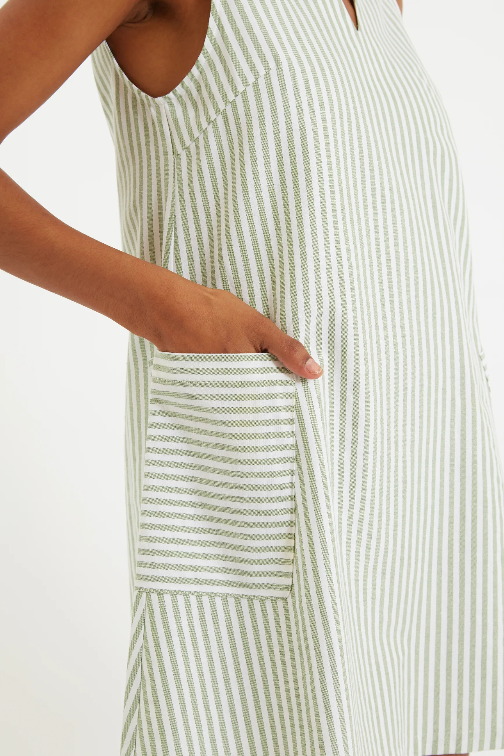 Jerrika Sail Stripe A Line Mini Dress Green - Image 6