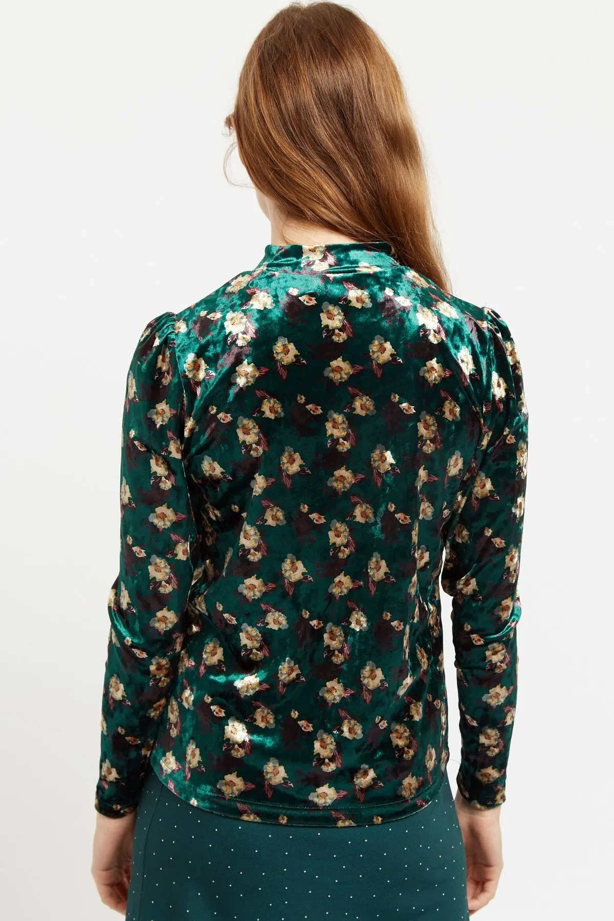 Louche Kirstine Paint Brush Print Velvet Long Sleeve Top in Multi - Image 2