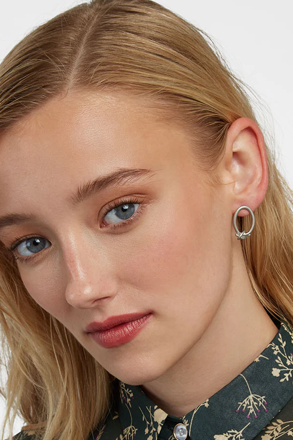 Louche Kittim Matt Silver Stud Hoop Earrings