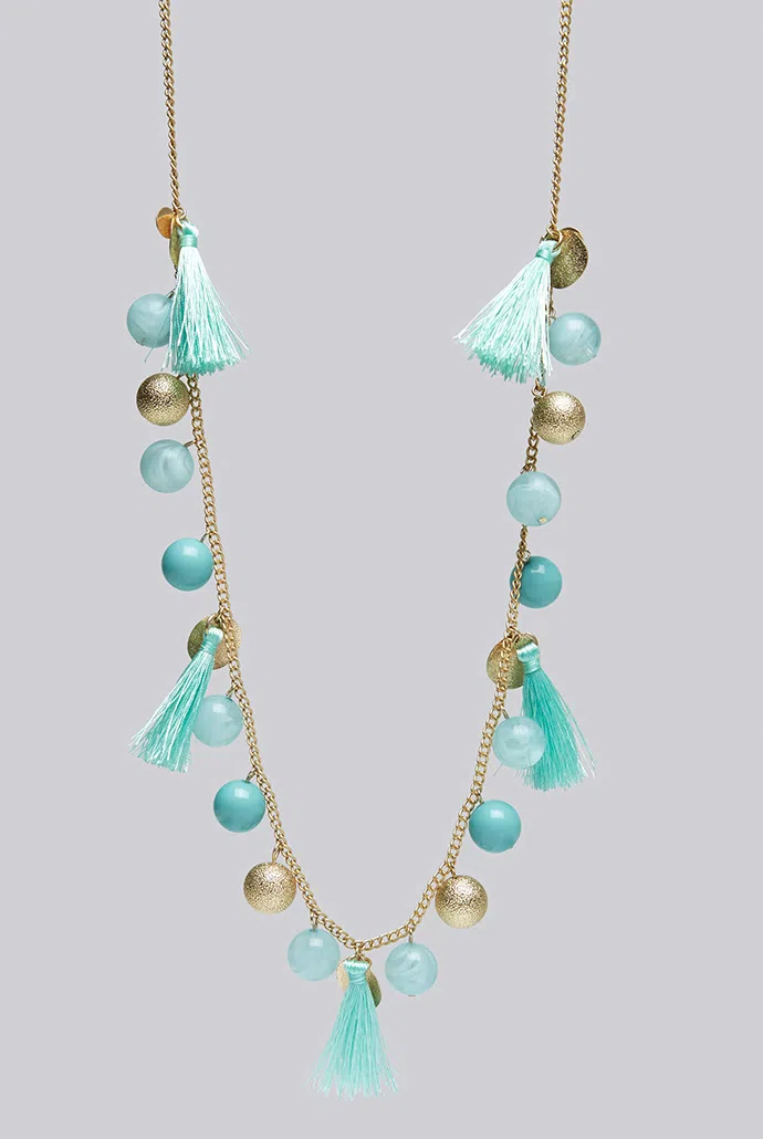 Laura Tassel And Bead Necklace - Gold - Image 3