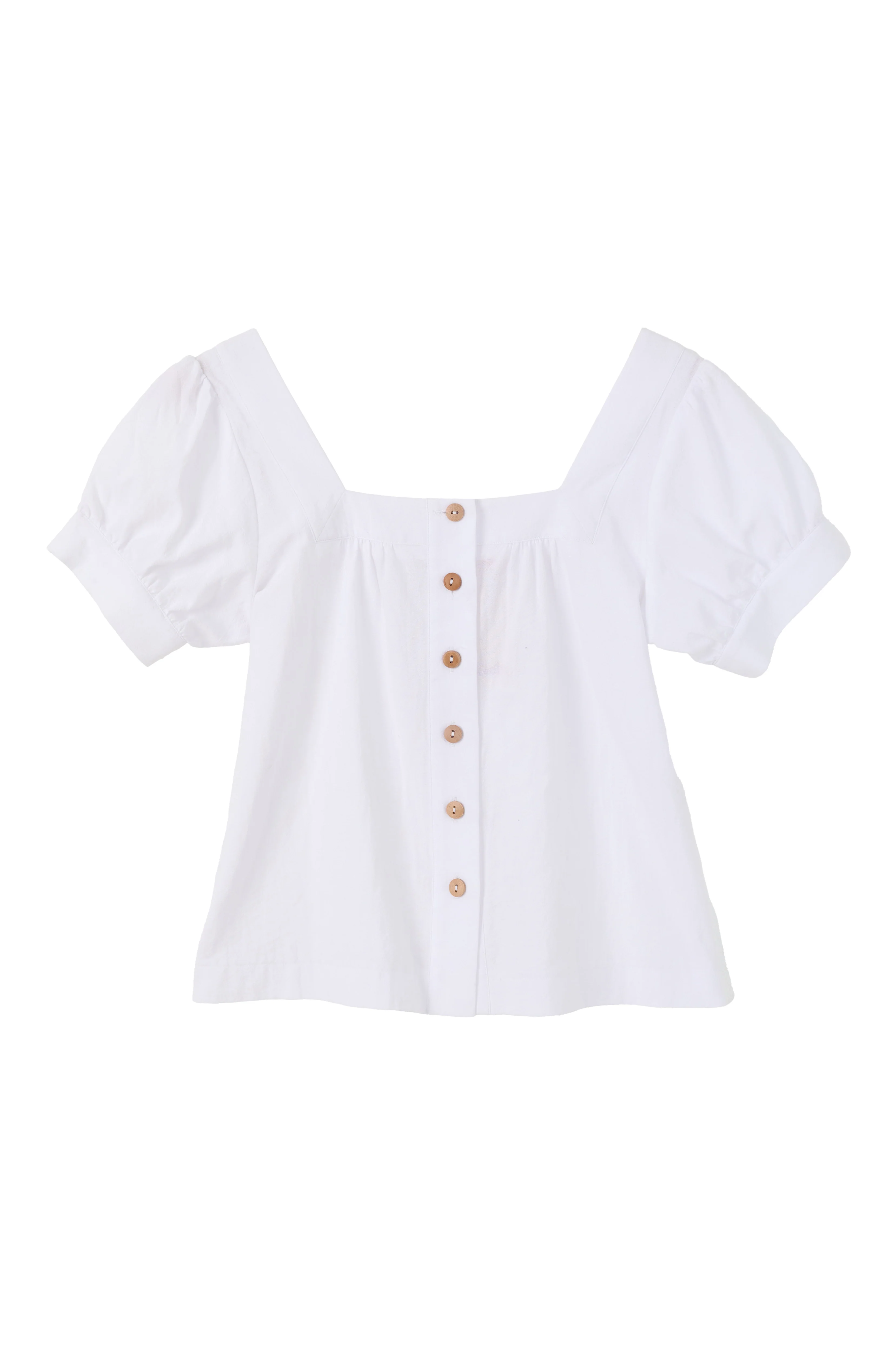 Lea Recycled Cotton Square Neck Short Sleeve White Blouse - Image 7
