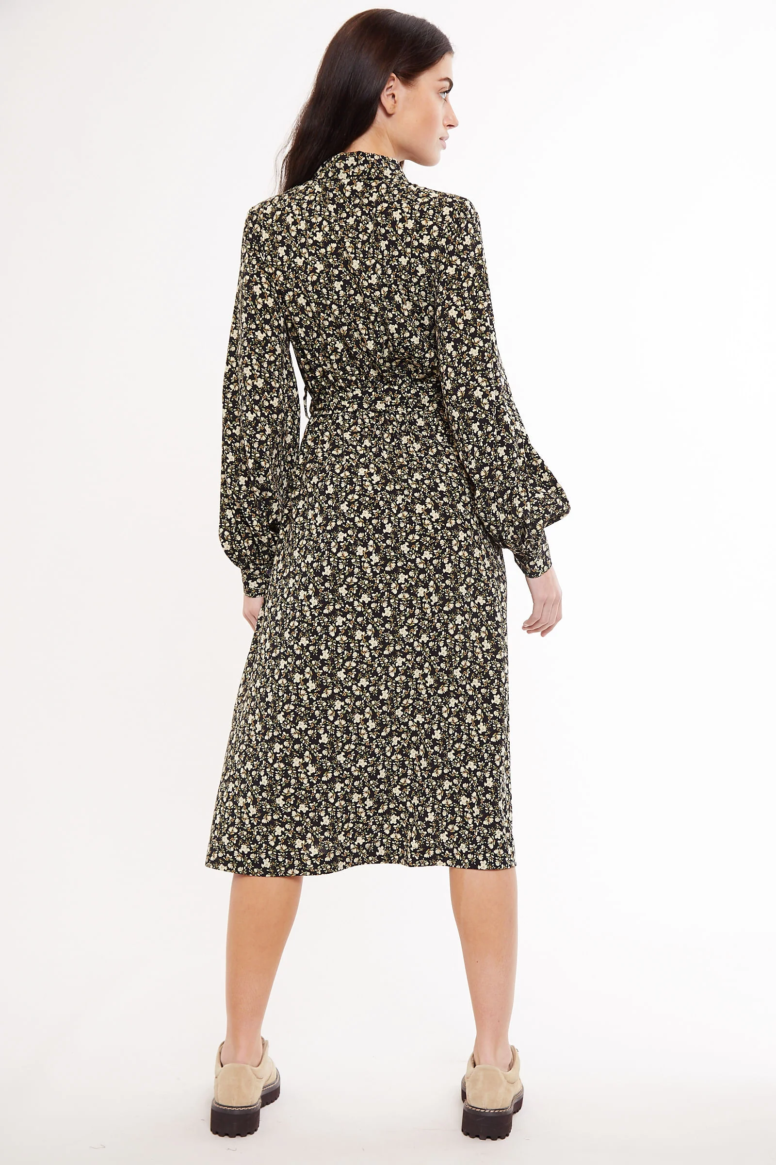 Leonie Winter Garden Print Long Sleeved Midi Shirt Dress - Image 2