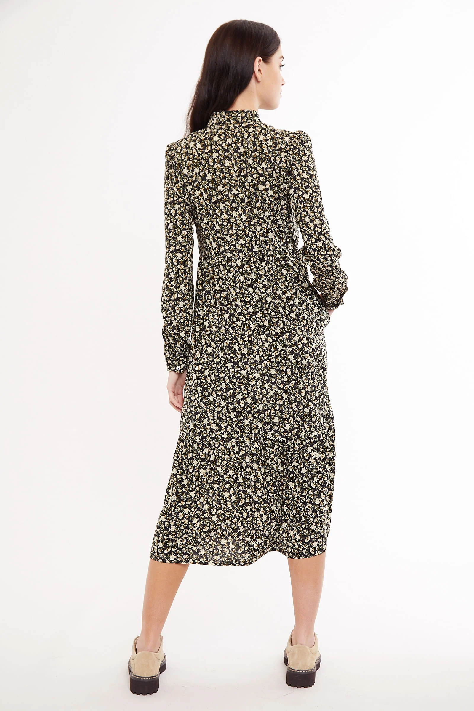 Macha Winter Garden Print Long Sleeved Tie Midi Dress - Image 3