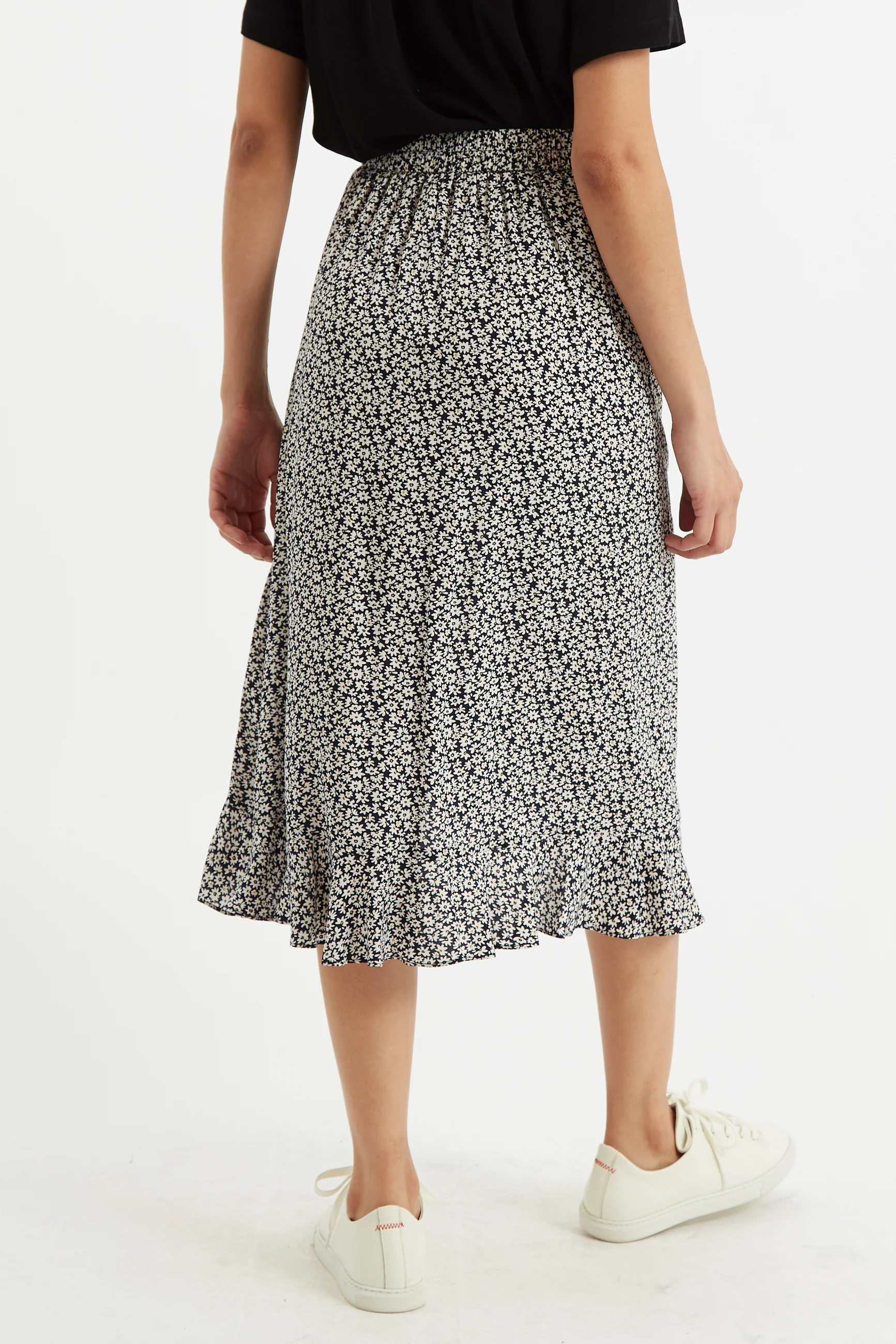 Louche Mara Dazzler Print Frill Midi Skirt - Black - Image 2