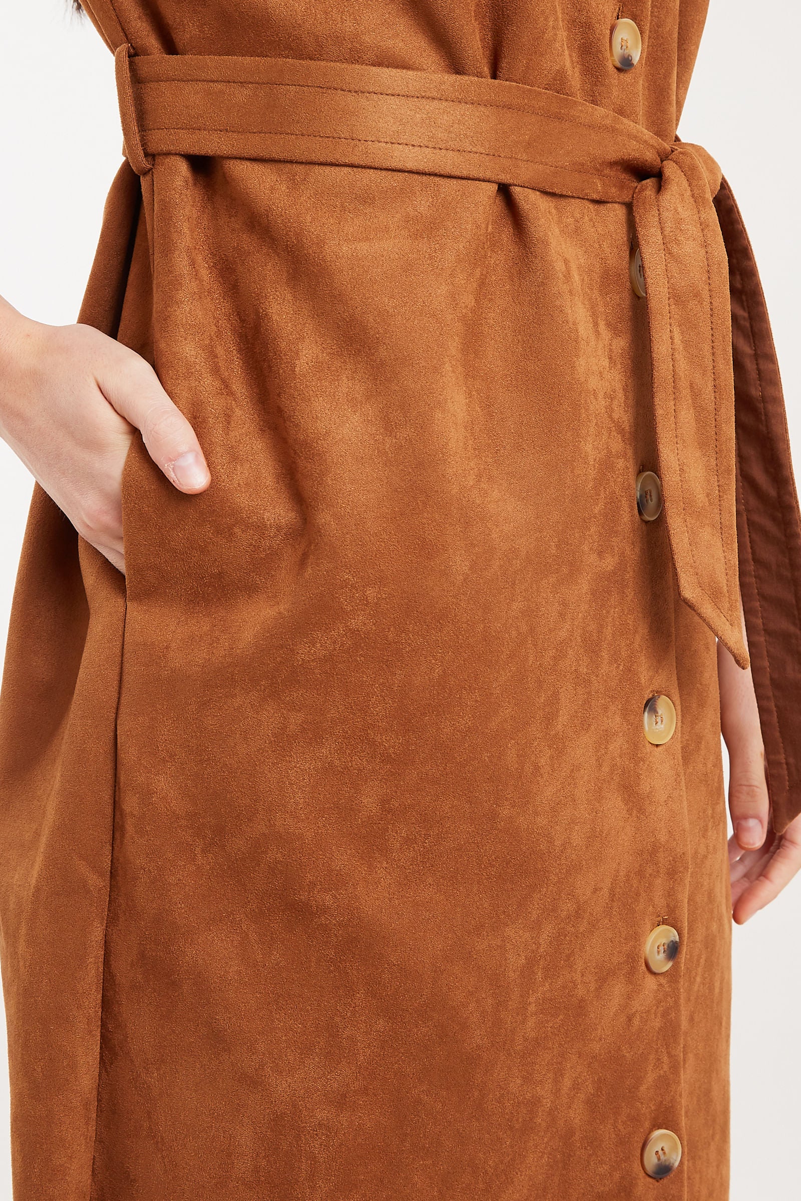 Louche Melike Faux Suede Midi Shirt Dress - Image 3
