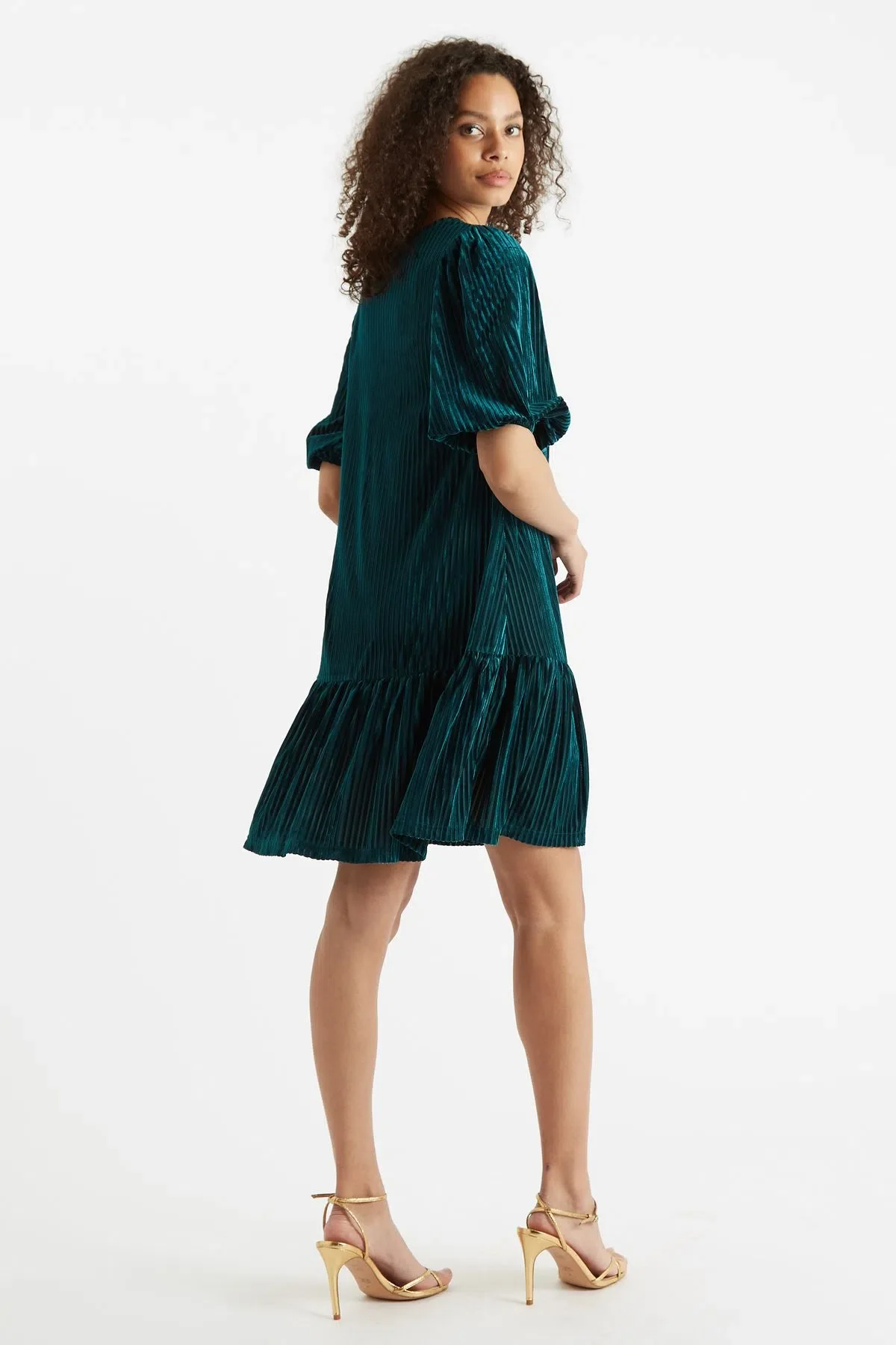 Louche Meloe Velvet Stripe Tiered Mini Dress - Image 2