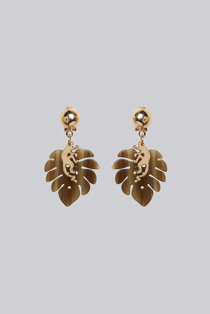 Louche Monkey Leaf Pendant Earring - Image 3