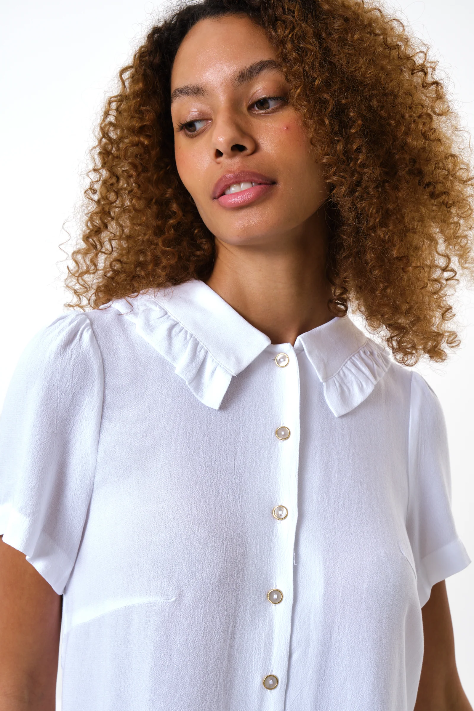 Padma Ruffle Collar Short Sleeve Blouse - Image 3