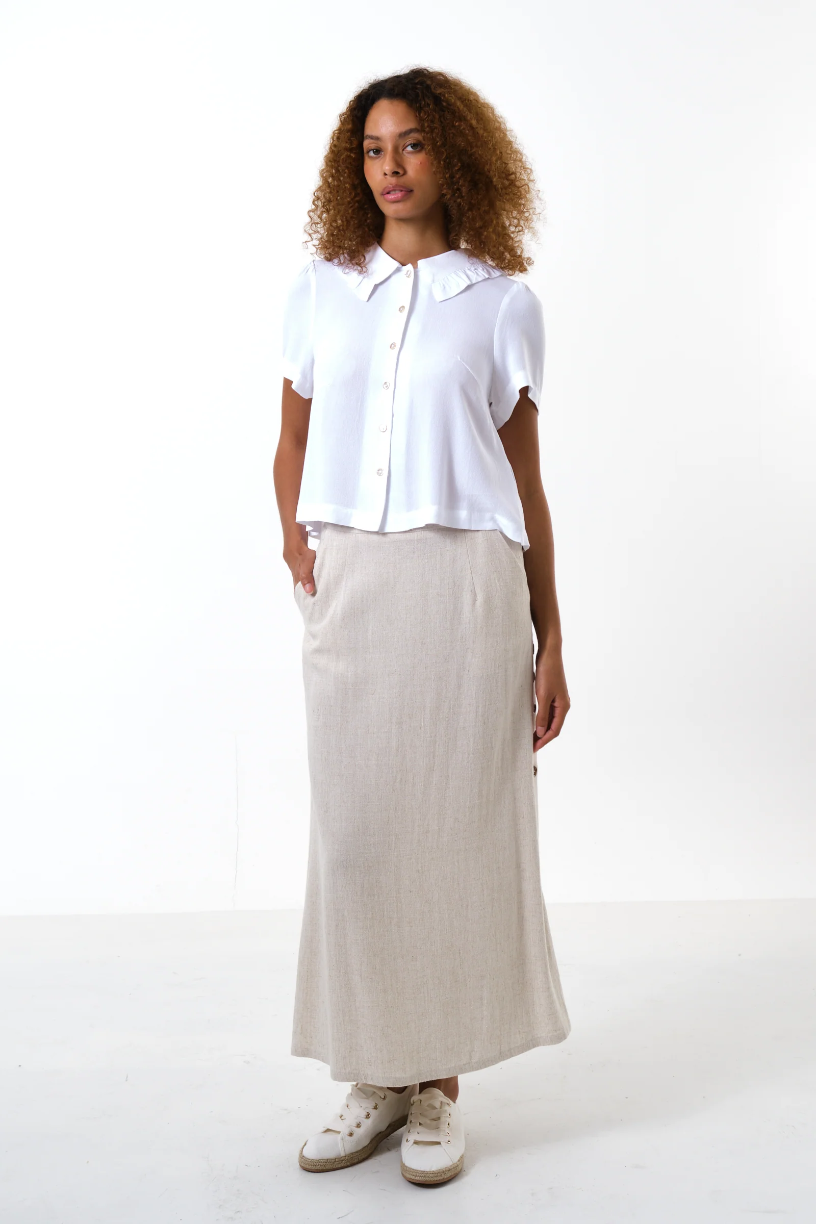 Padma Ruffle Collar Short Sleeve Blouse - Image 4