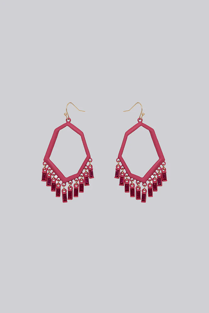 Louche Paula Geometic Shaped Pendant Stone Earrings - Image 2