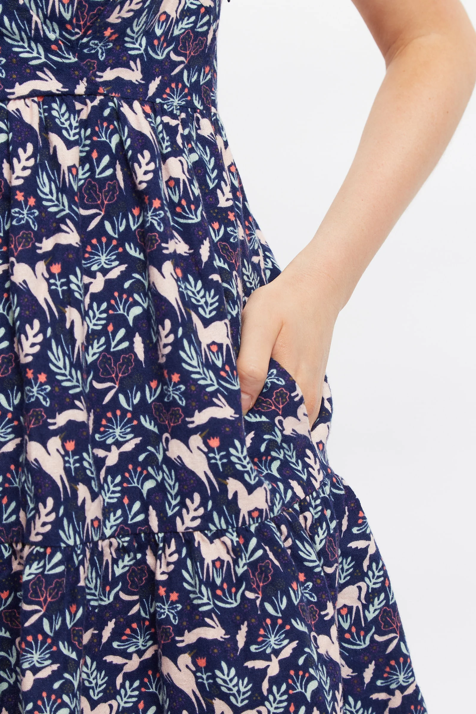 Louche Saara Magic Forest Print Long Sleeved Tiered Mini Dress - Image 3