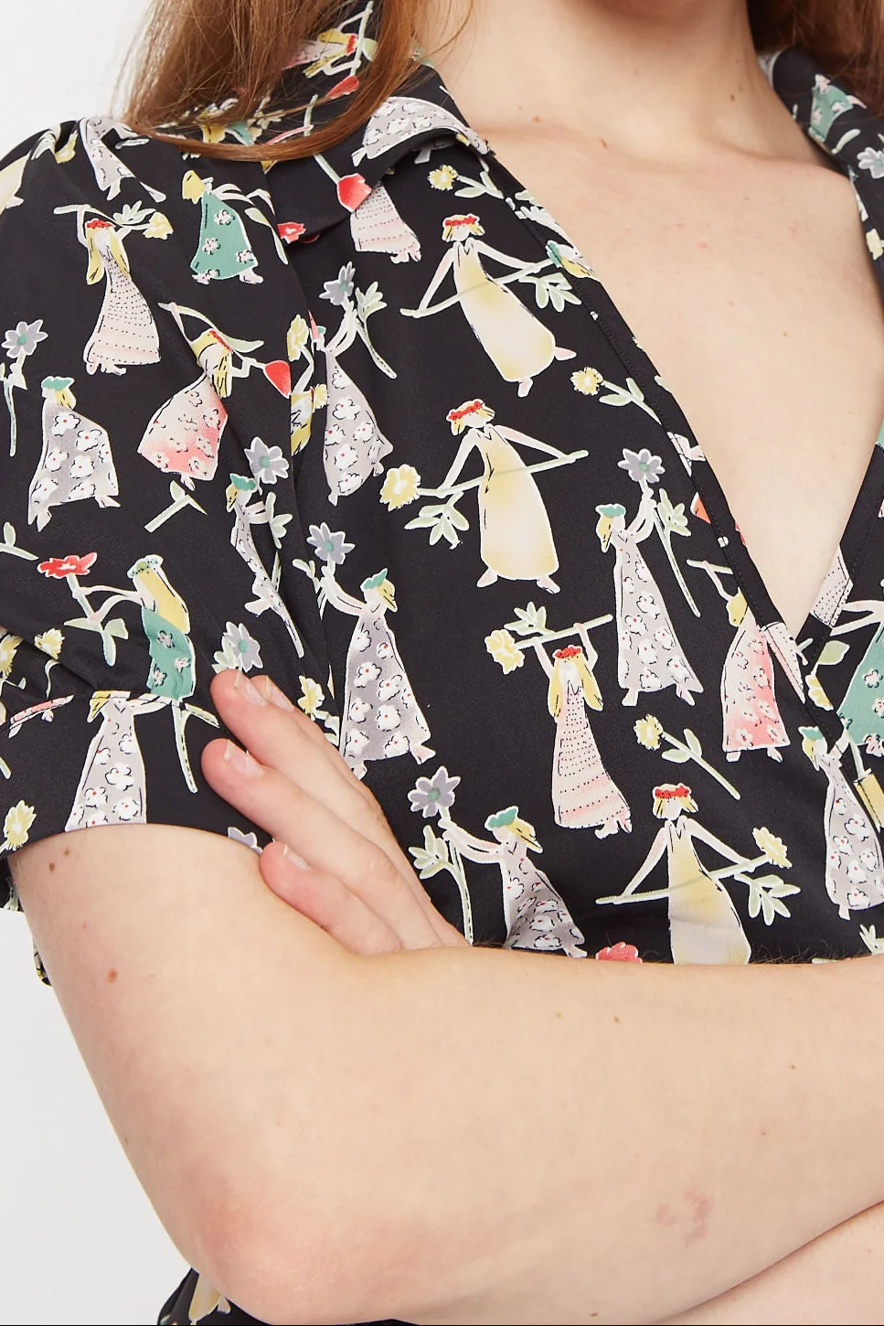 Sakani Flower Girl Print Short Sleeve Midi Dress - Image 3