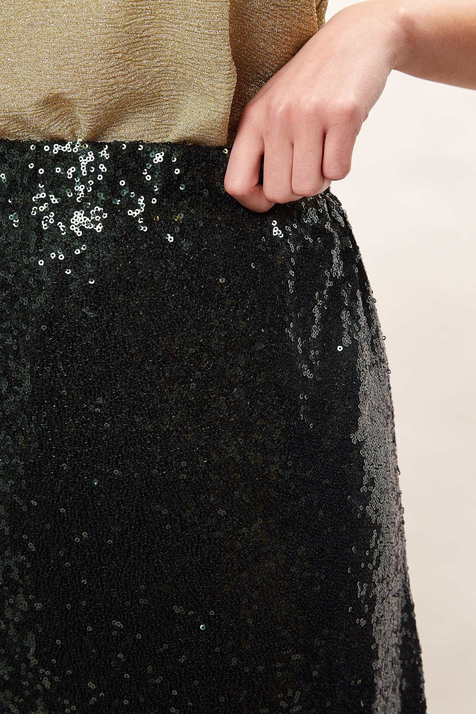 Louche Saro Sequin Midi Skirt  - Green - Image 3