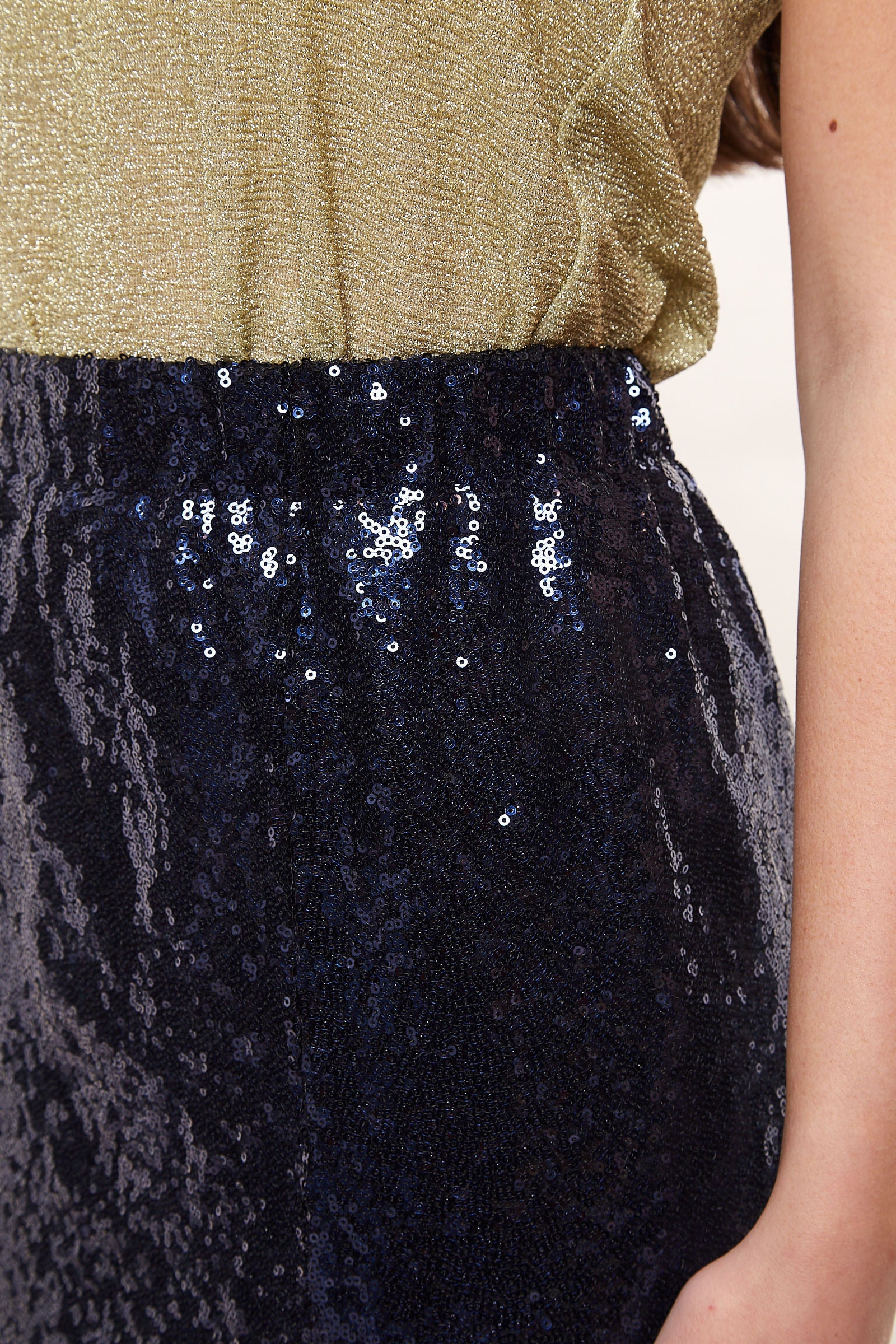 Louche Saro Sequin Midi Skirt  - Navy - Image 3