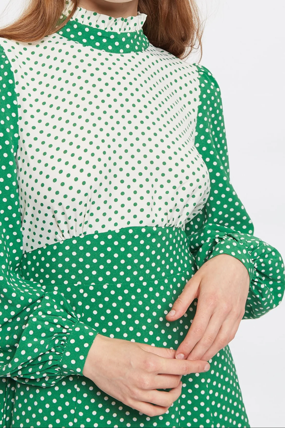 Louche Sorrel Polka Dot Print Long Sleeve Midi Dress - Image 3