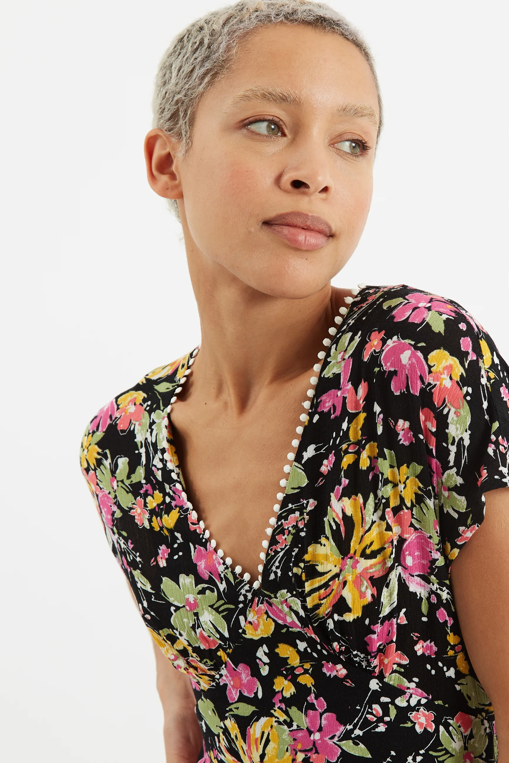 Unity Flower Burst V Neck Midi Dress - Image 4