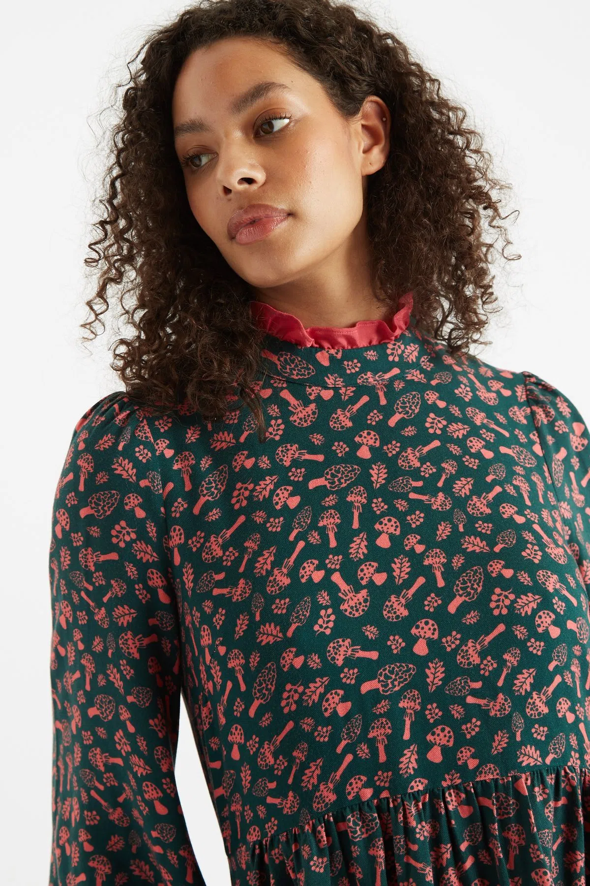 Louche Zura Mushroom Magic Print Long Sleeve Mini Dress - Image 3