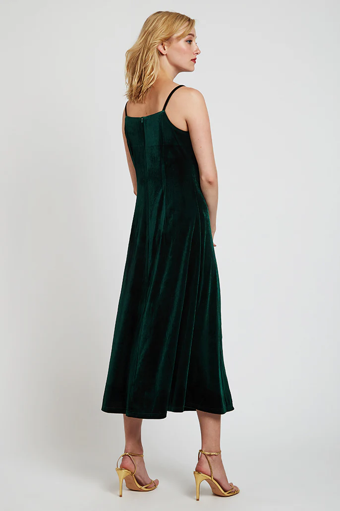 Lubin Velvet Cami Midi Dress - Green - Image 2