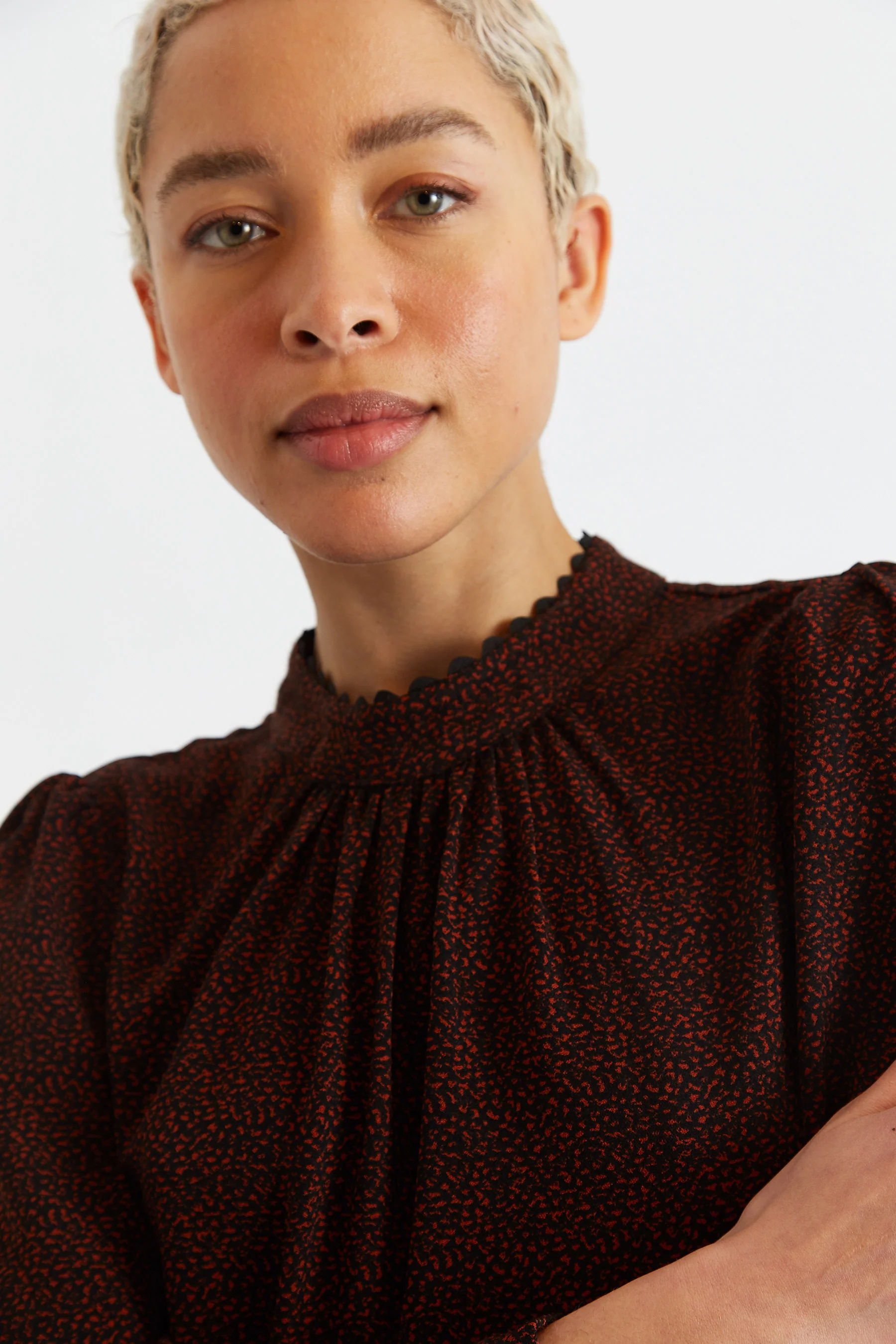 Luna Freckle Print Long Sleeve Blouse - Image 3