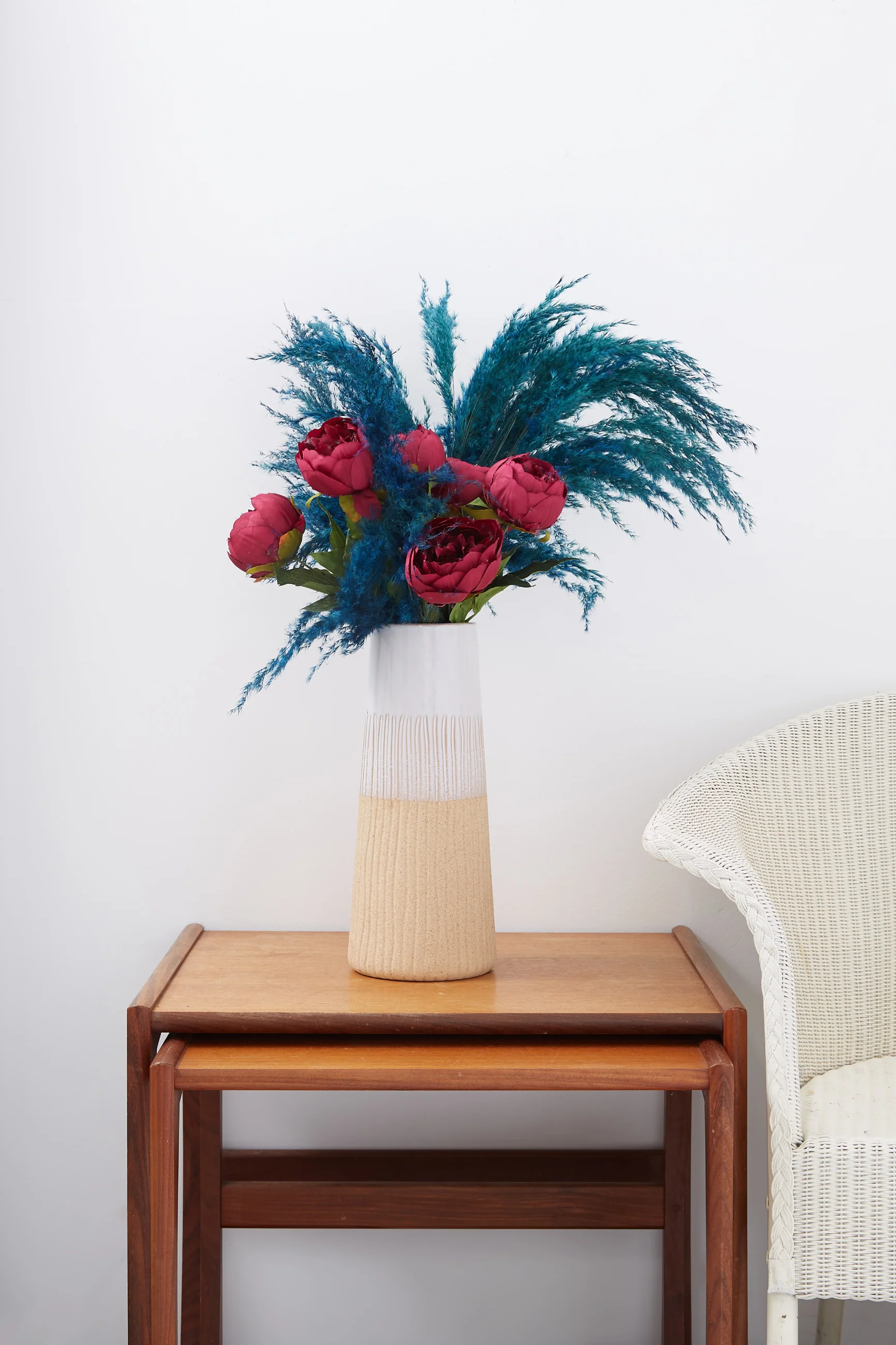 3 Stems of Petrol Dried Pampas Grass - Image 3