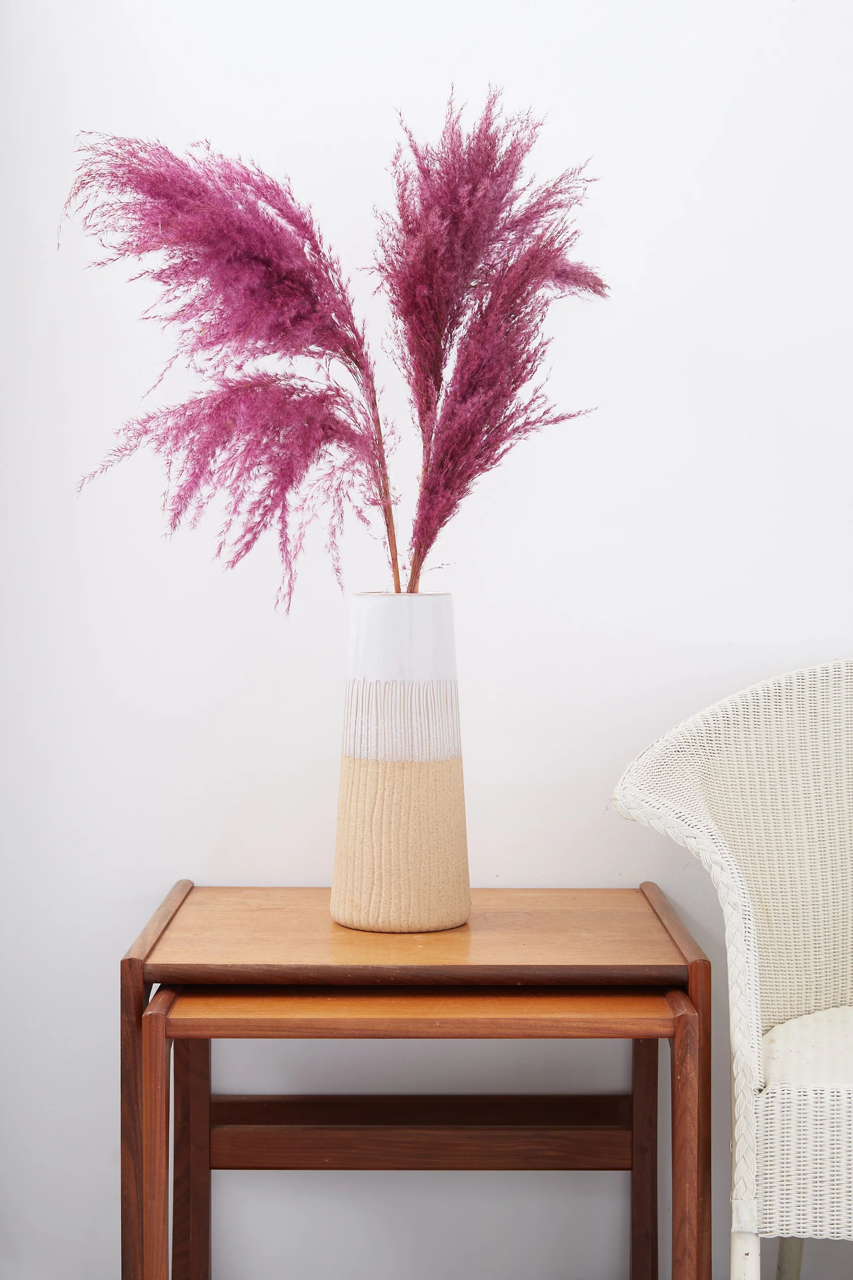 3 Stems of Wine Dried Pampas Grass - Image 3
