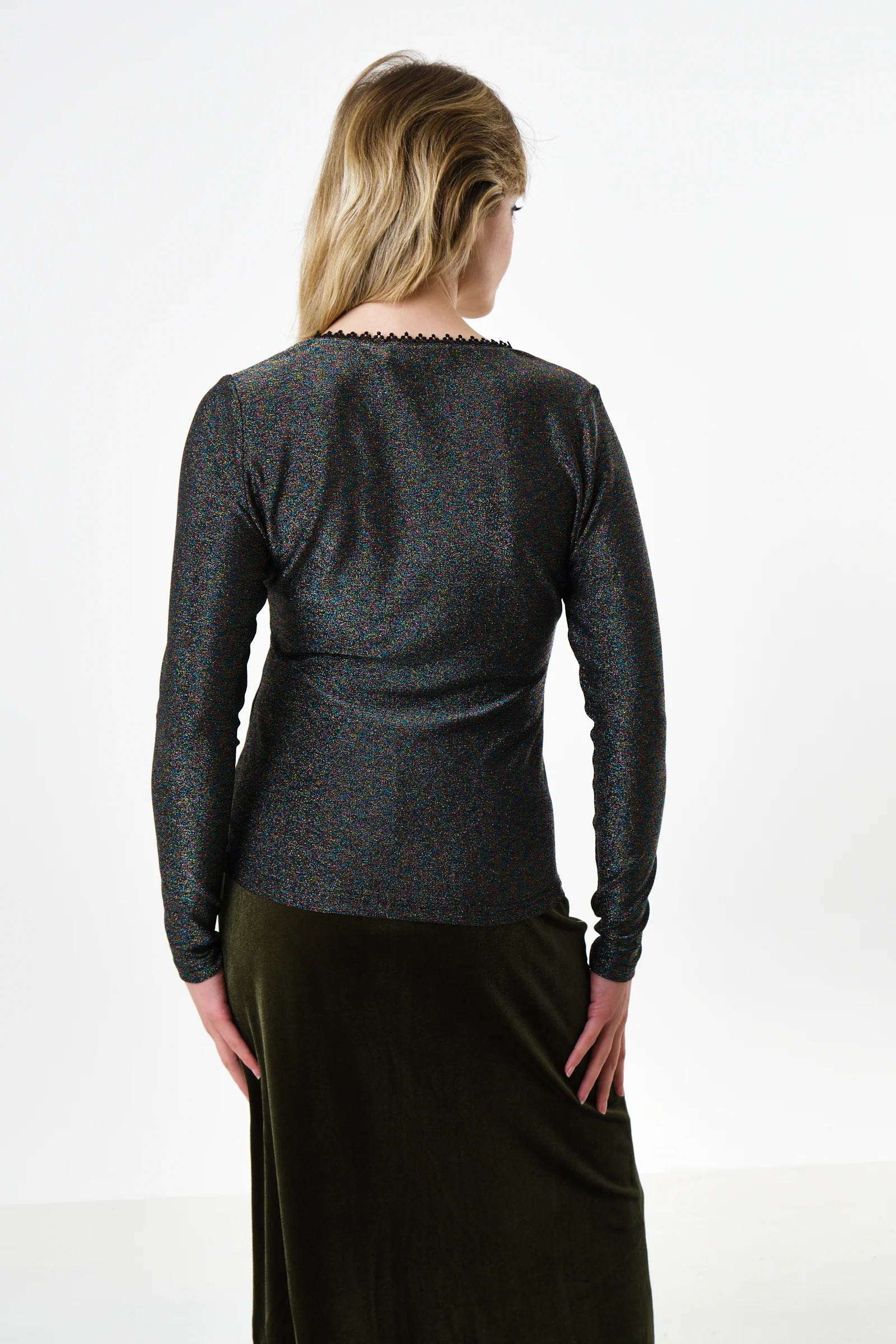 Maeko Sparkle V-Neck Top - Multi - Image 2