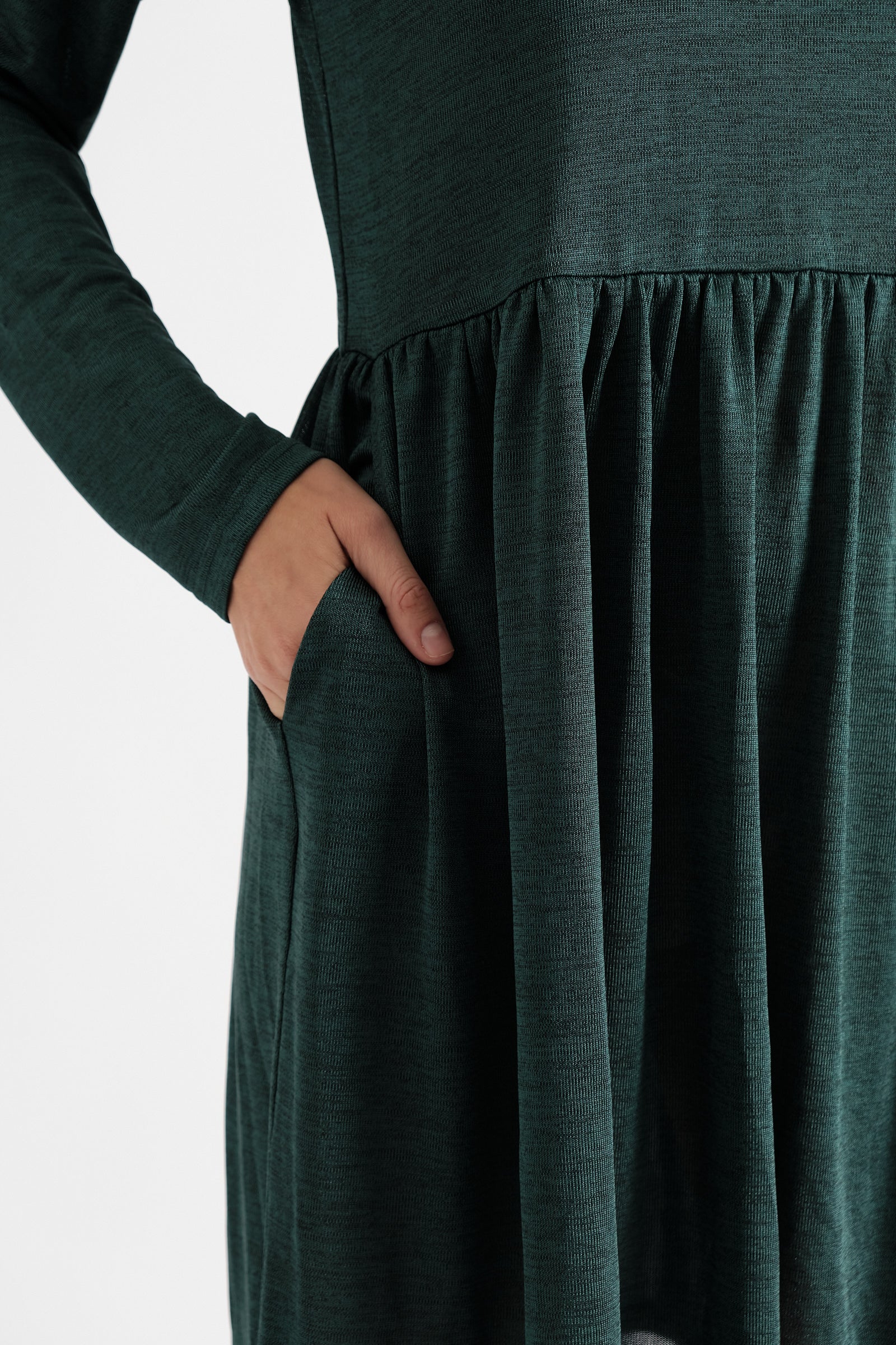Marylene Marl Throw On Mini Dress in Green - Image 3