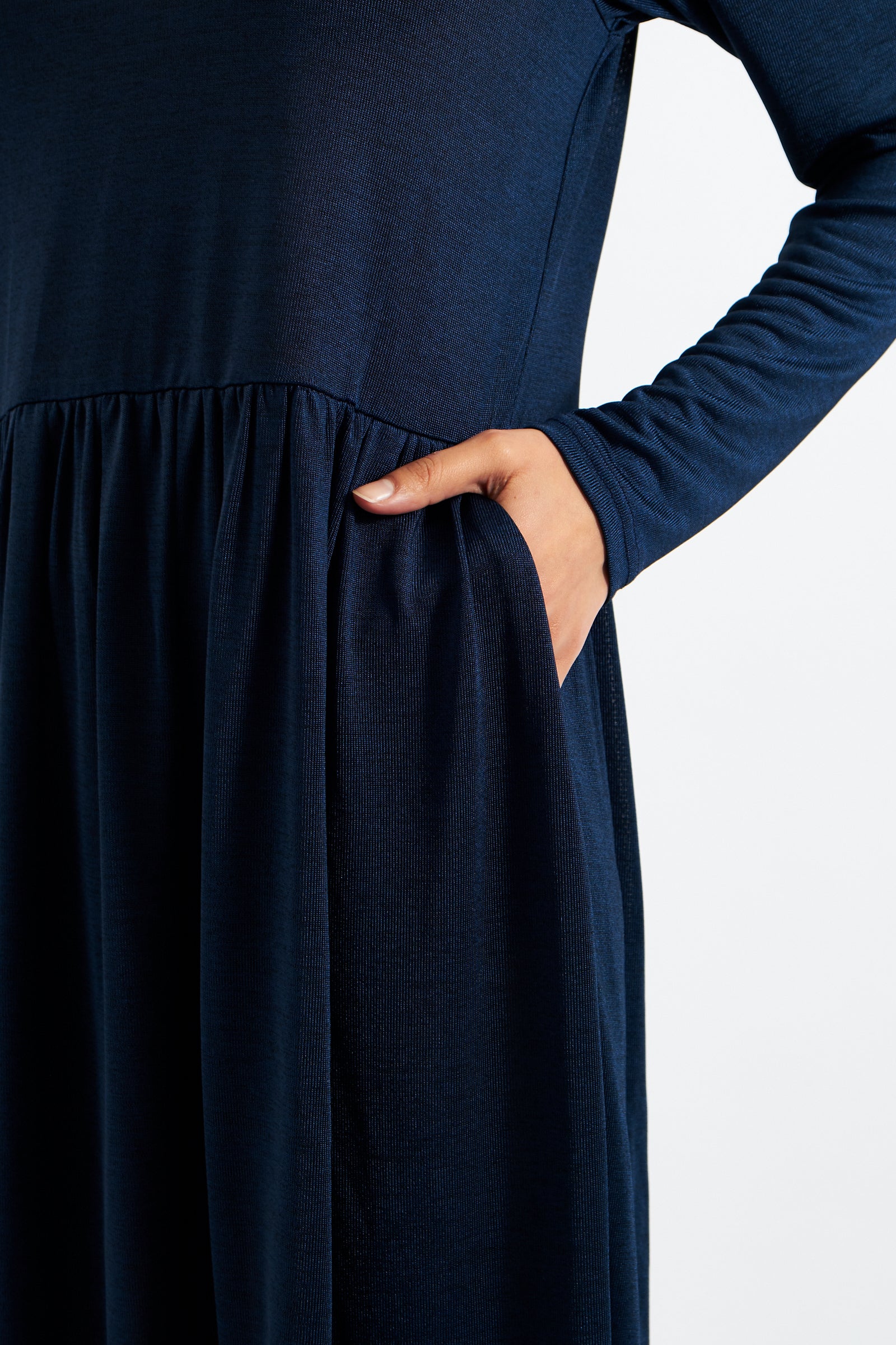 Marylene Marl Throw On Mini Dress in Navy - Image 5