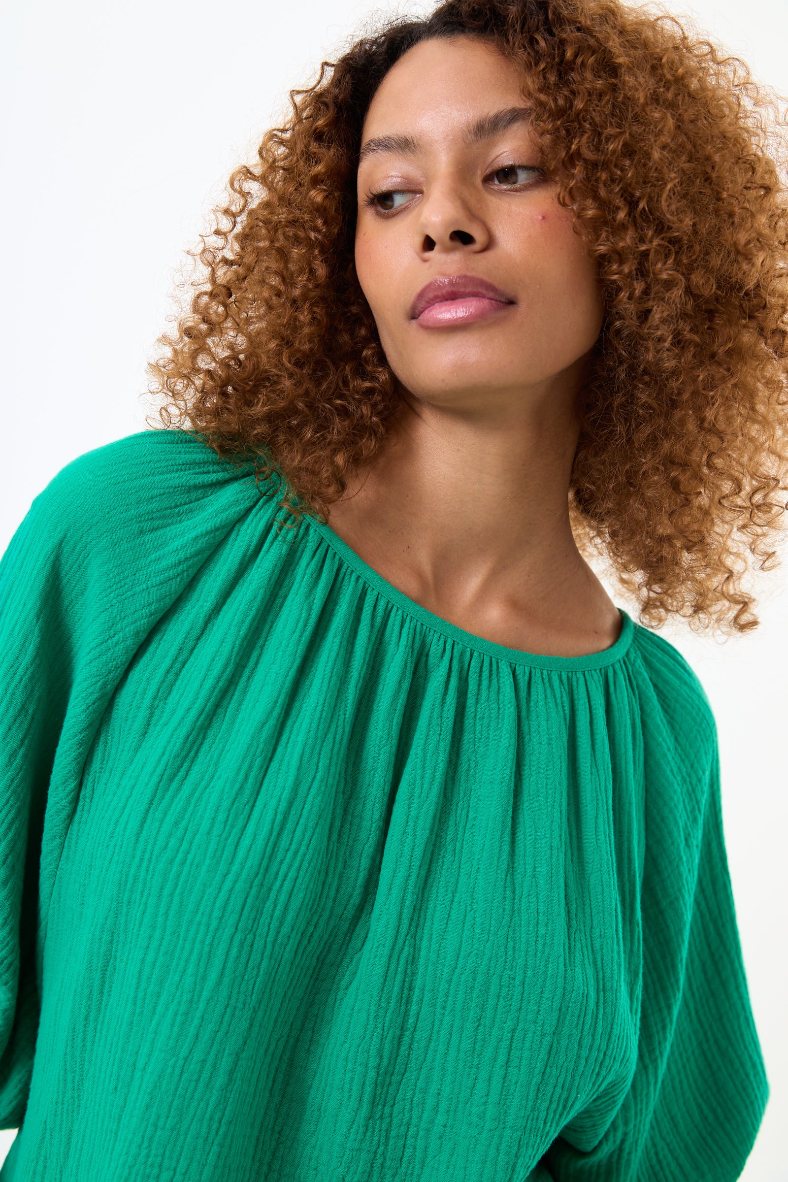 Mayanna Double Gauze Blouse - Green - Image 3