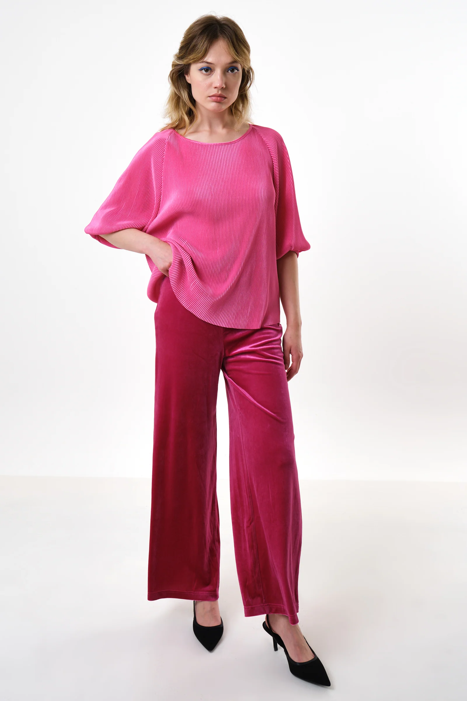 Mayanna Pleat 3/4 Sleeve Top - Pink - Image 4