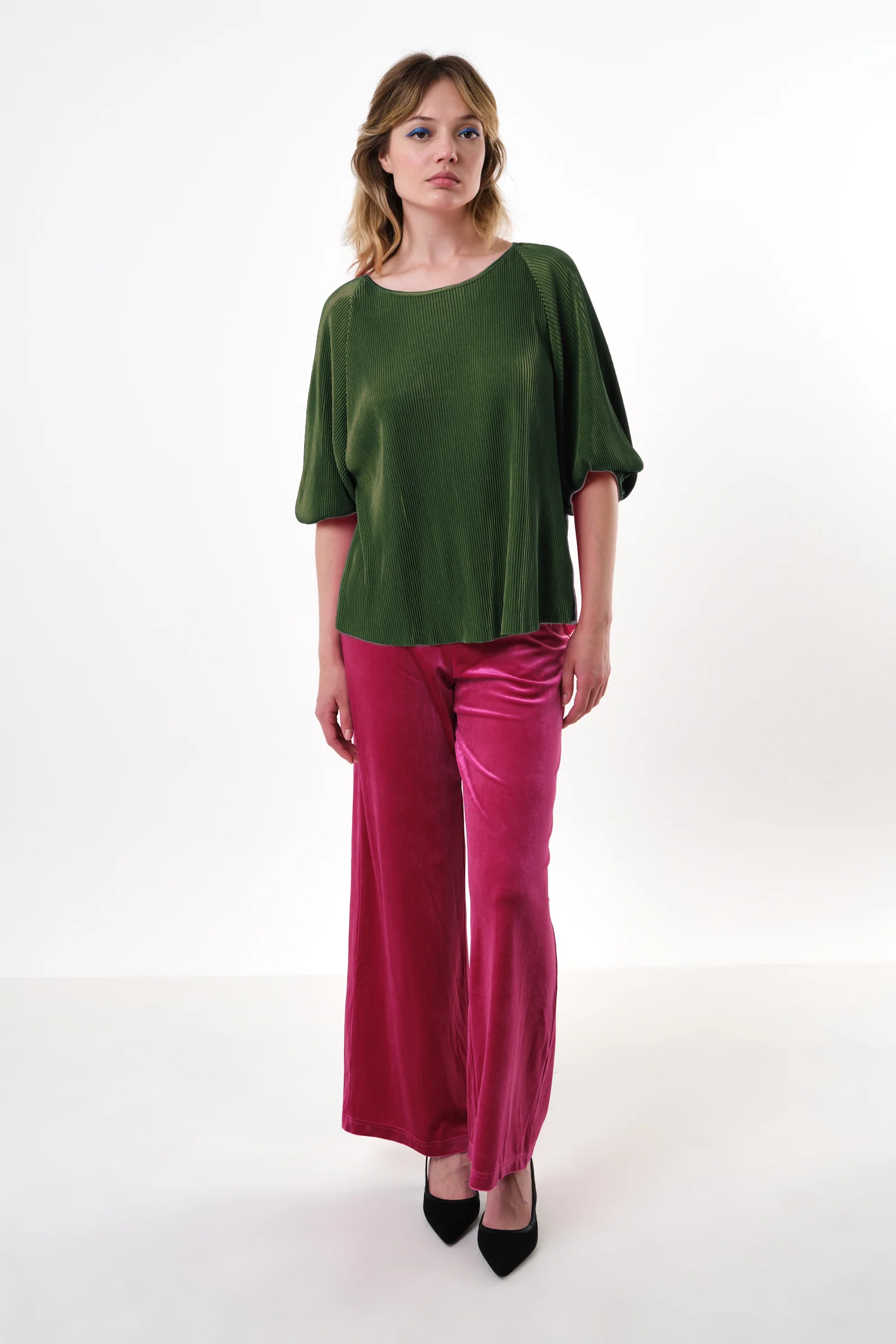 Mayanna Pleat 3/4 Sleeve Top - Sage - Image 4