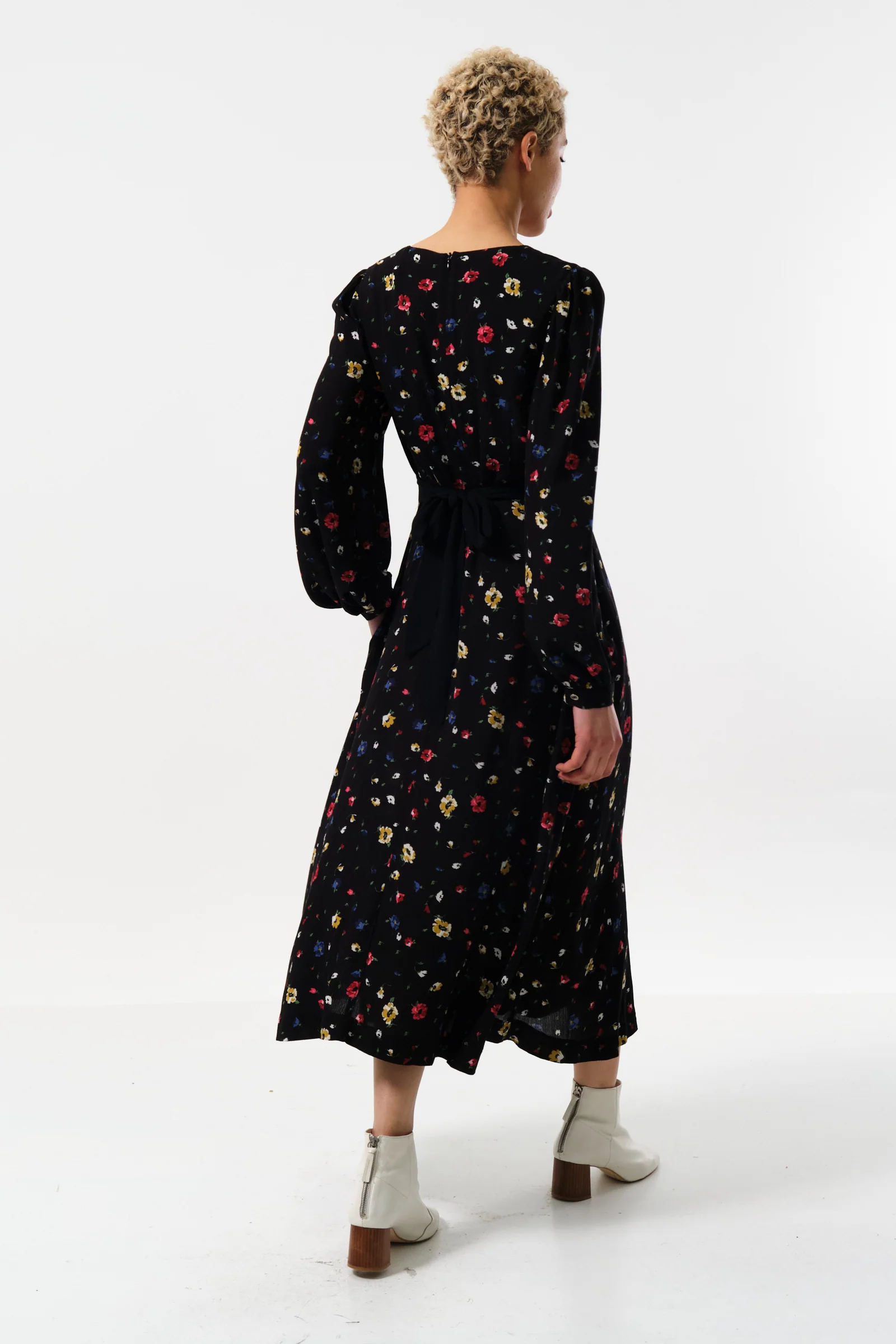 Melany Pick A Mix Print Long Sleeve V-Neck Midi Dress - Image 2