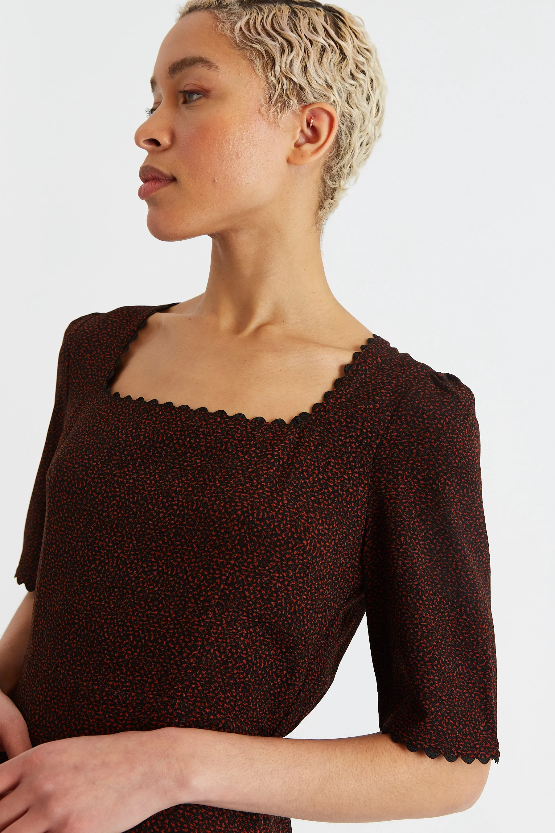 Nova Freckle Print Square Neck Mini Dress - Image 4