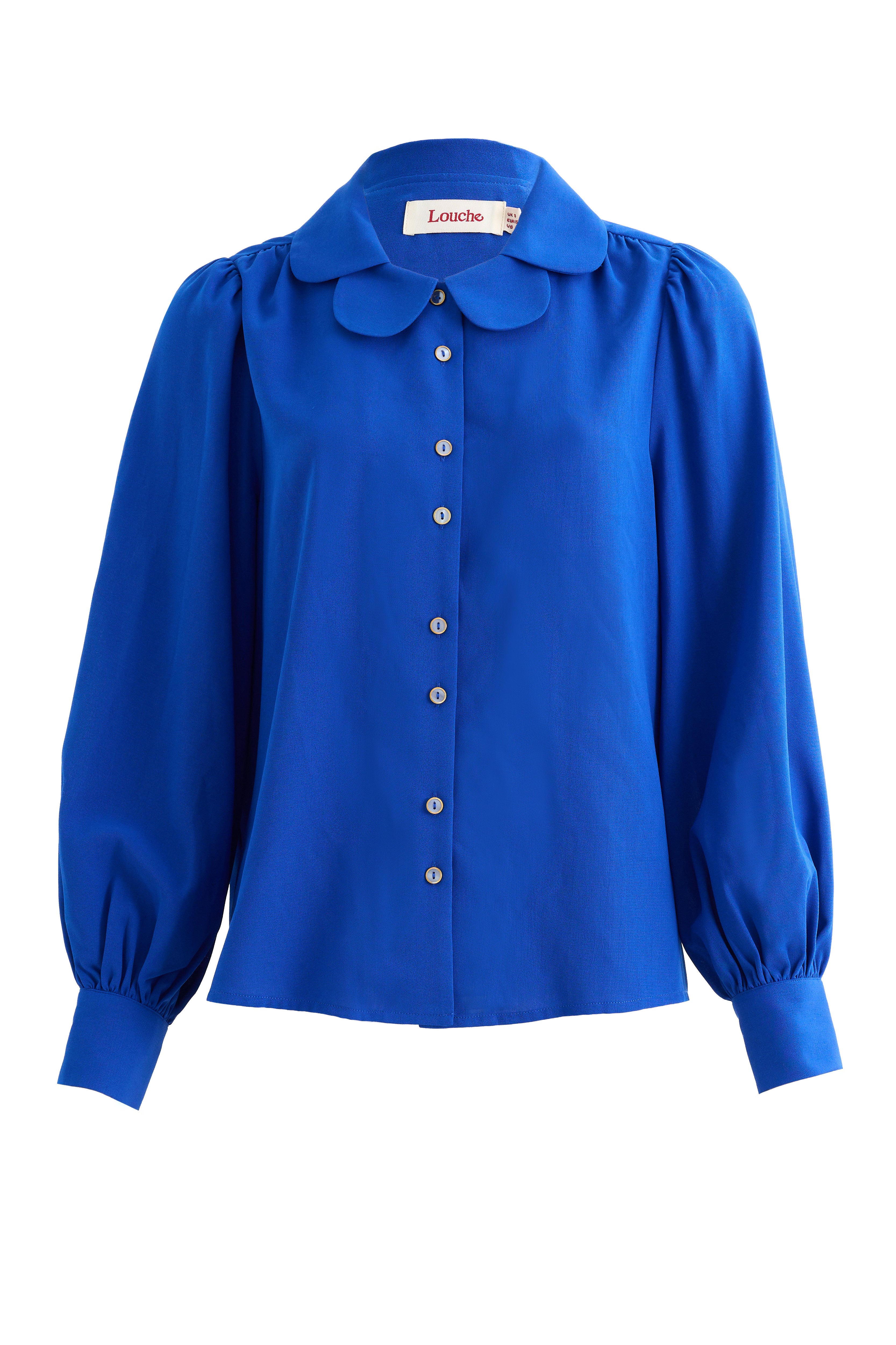 Octavia Crepe Petal Collar Blouse - Blue - Image 8