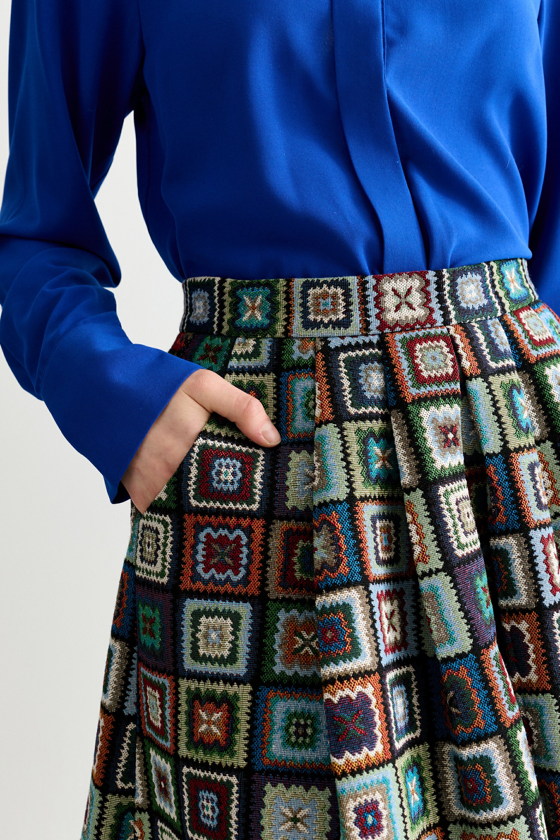 Pasadena 70'S Patch Jacquard Midi Skirt - Multicoloured - Image 5