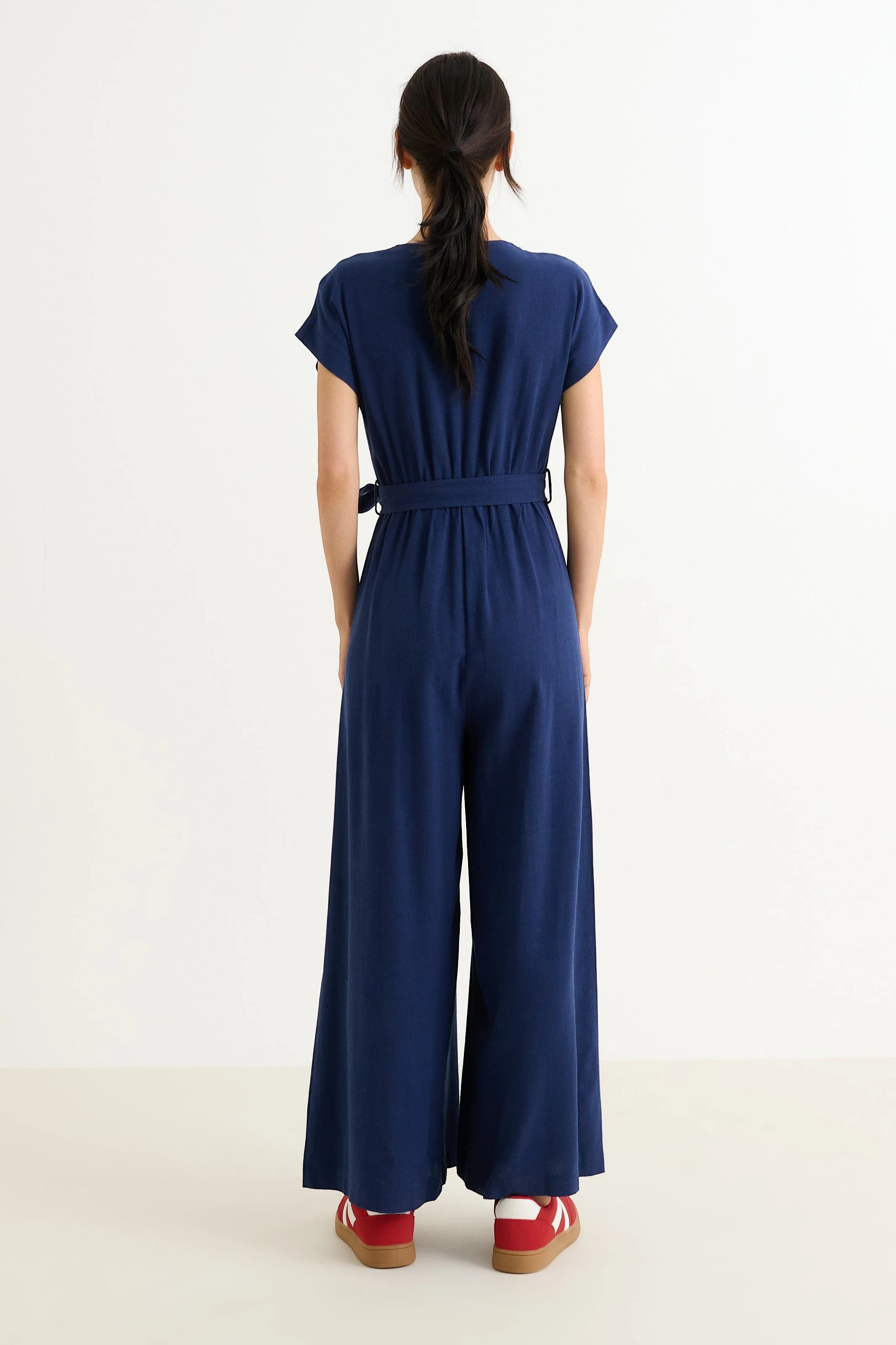 Phoenix Linen Mix Jumpsuit- Navy - Image 2
